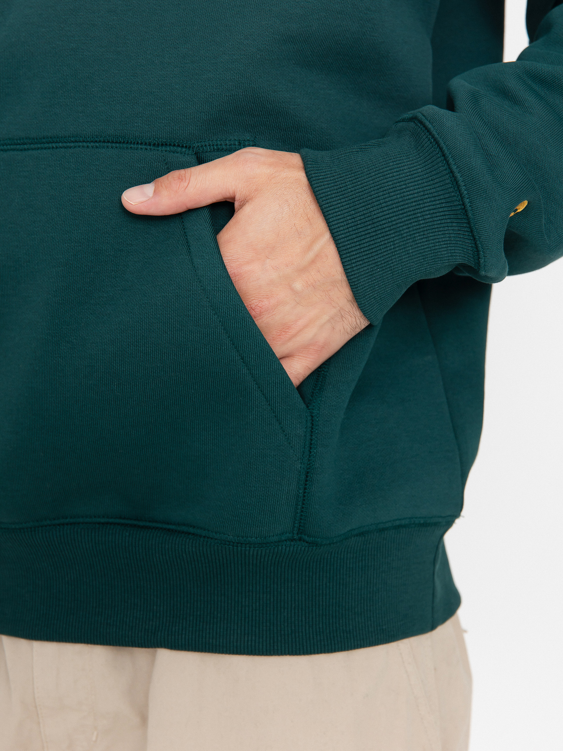 Mikina s kapucňou Carhartt WIP Chase HD (dark fir/gold)