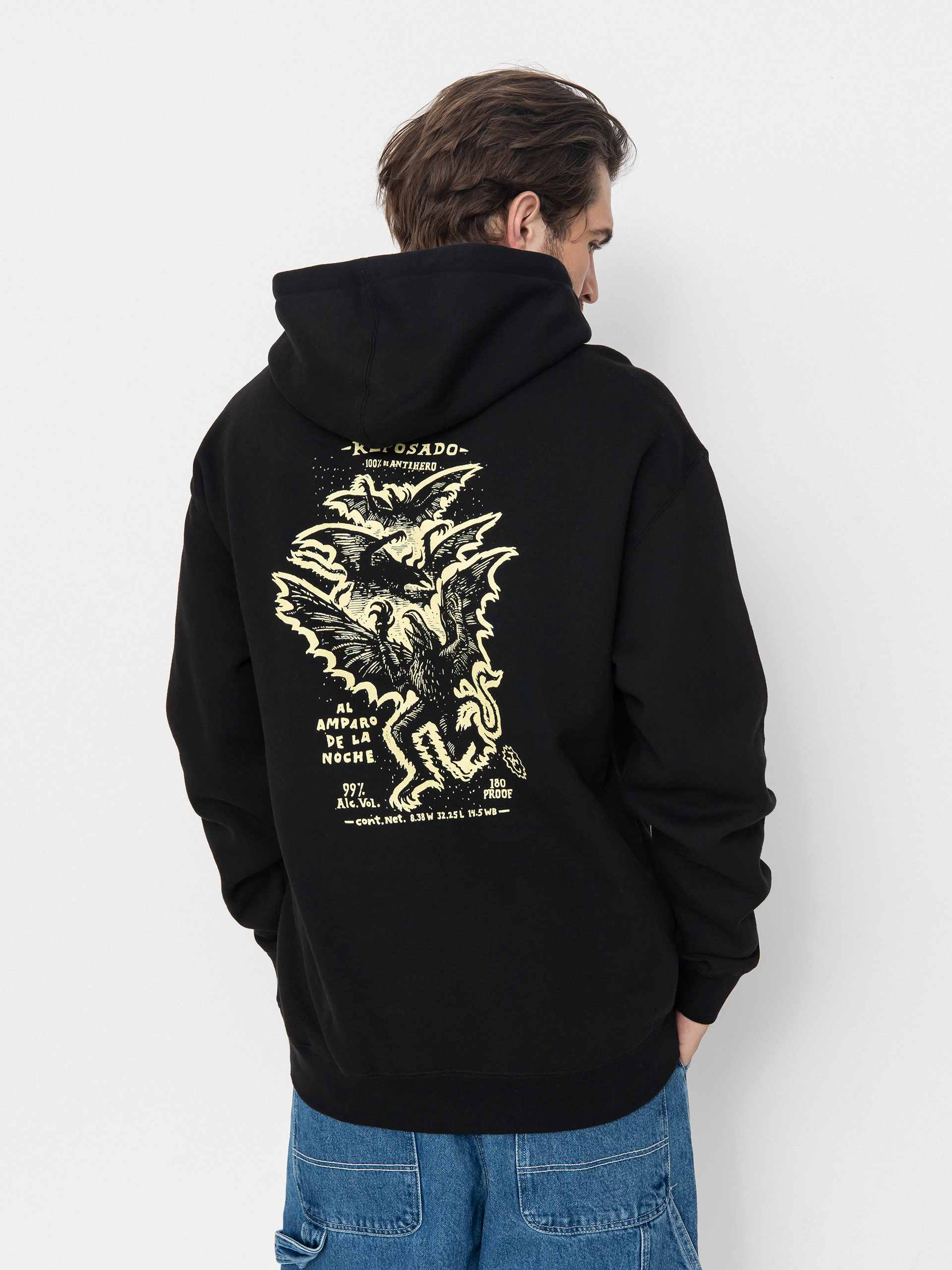 Mikina s kapucňou Antihero Carnales Reposado HD (black w/pale yellow prints)