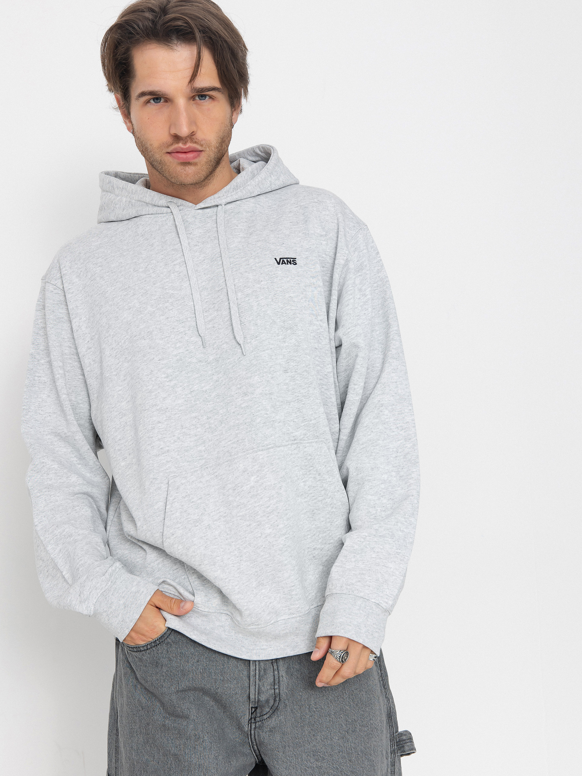 Mikina s kapucňou Vans Left Chest II Loose HD (light grey heather)