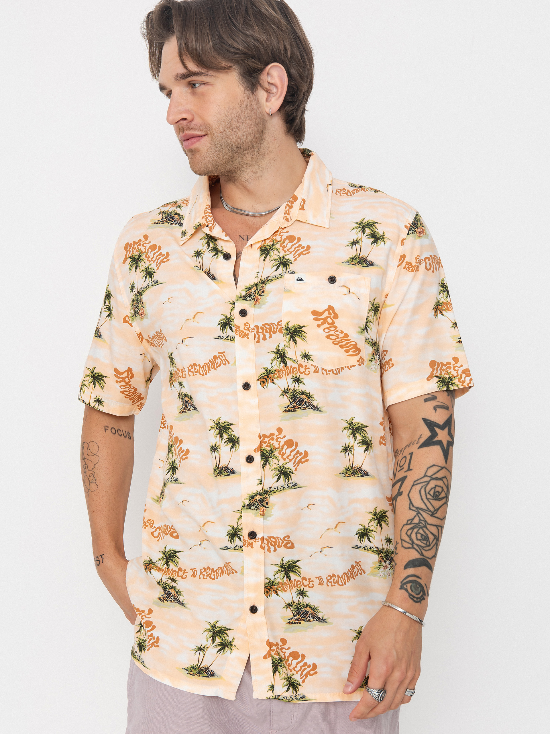 Košeľa Quiksilver Safe Paradise (peach parfait naturama)