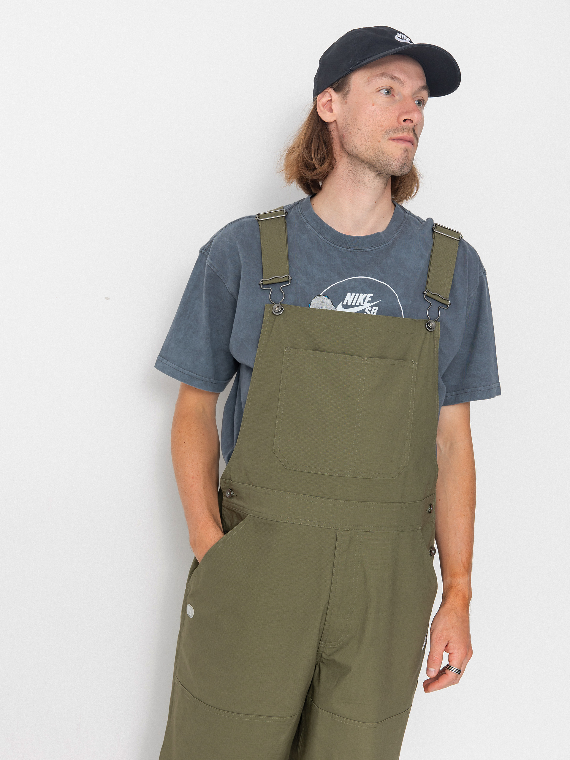 Nohavice Nike SB Federation Agnostic Overalls (medium olive/white)