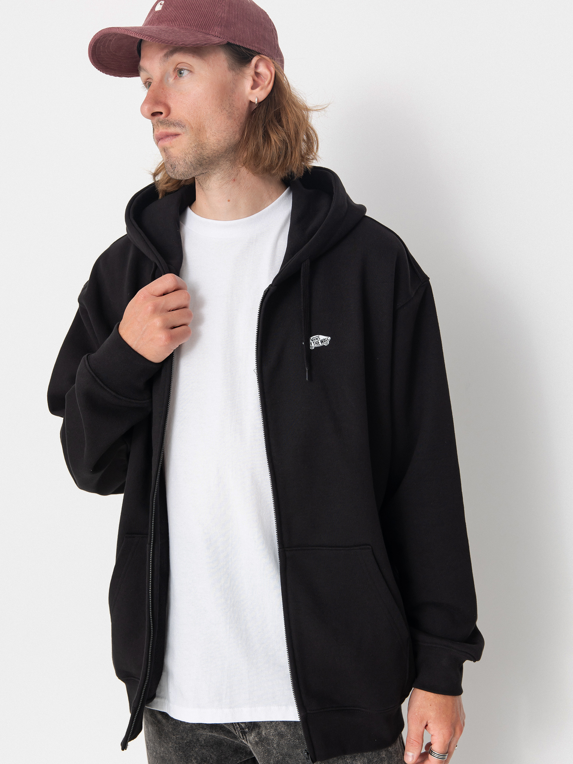 Mikina s kapucňou Vans Style 76 II Loose Ft ZHD (black/white)