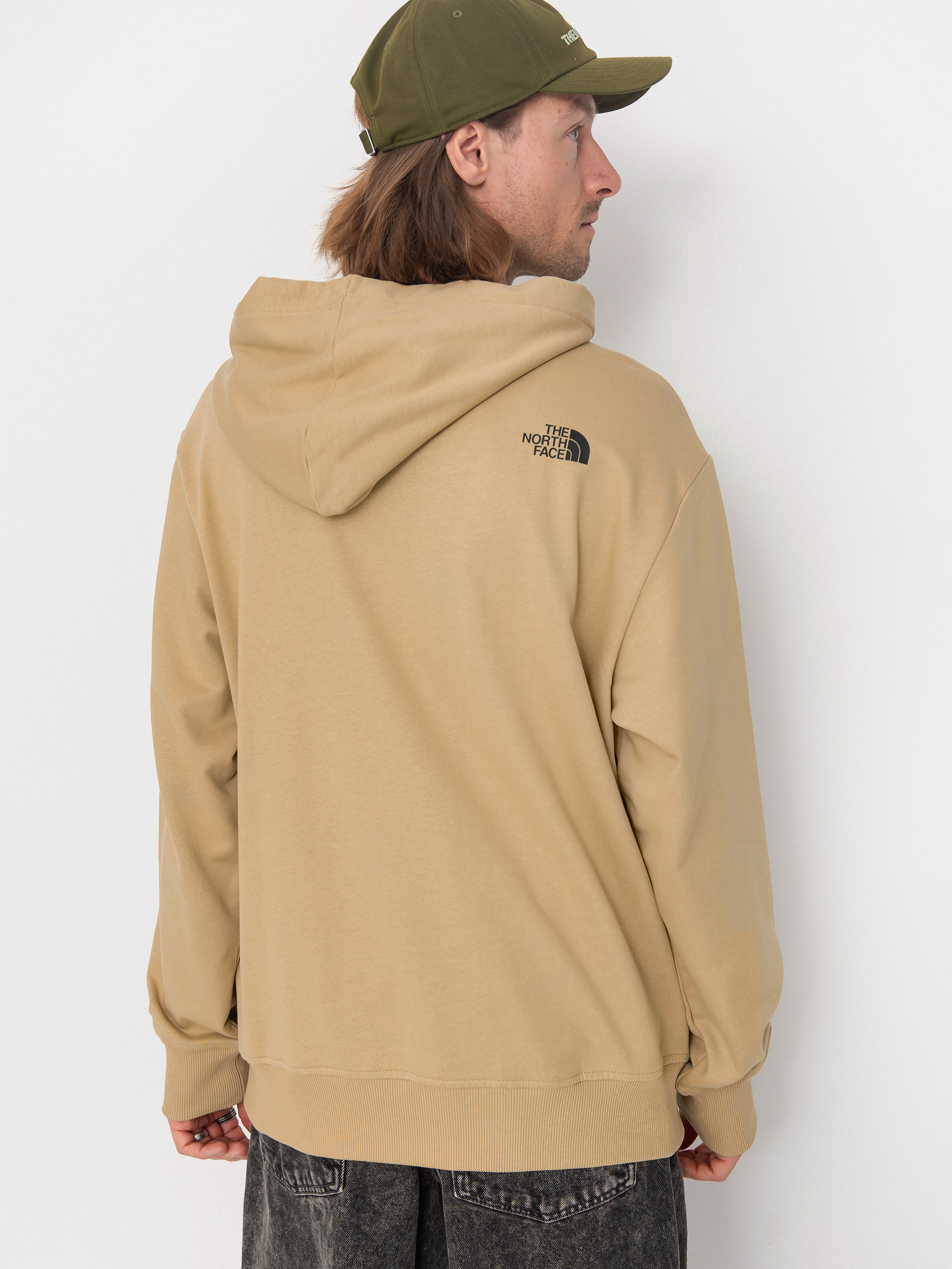 Mikina s kapucňou The North Face Mountain Logo Relaxed HD (khaki stone)