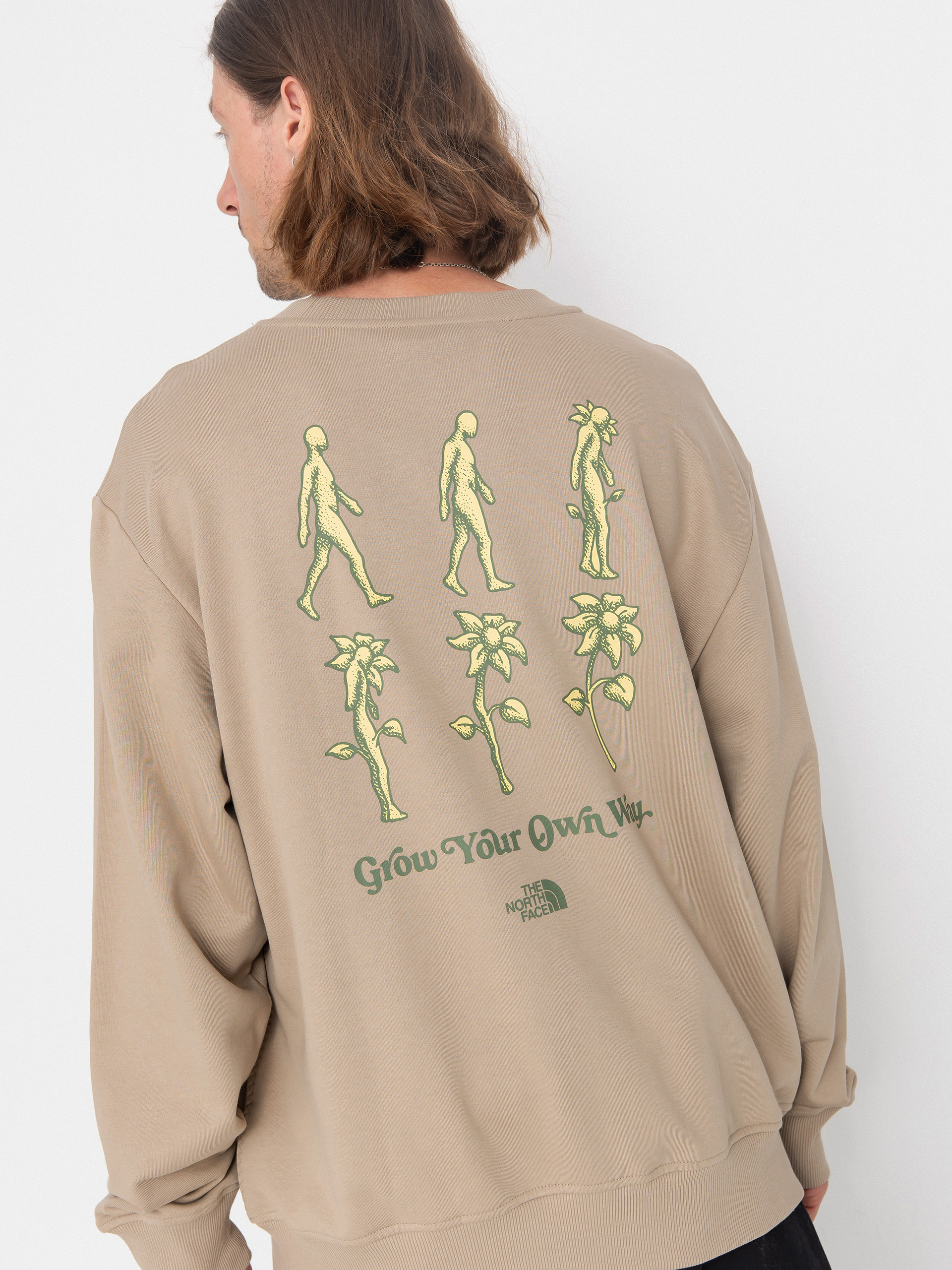 Mikina The North Face Connect Relaxed Graphic Crew (mushroom grey)