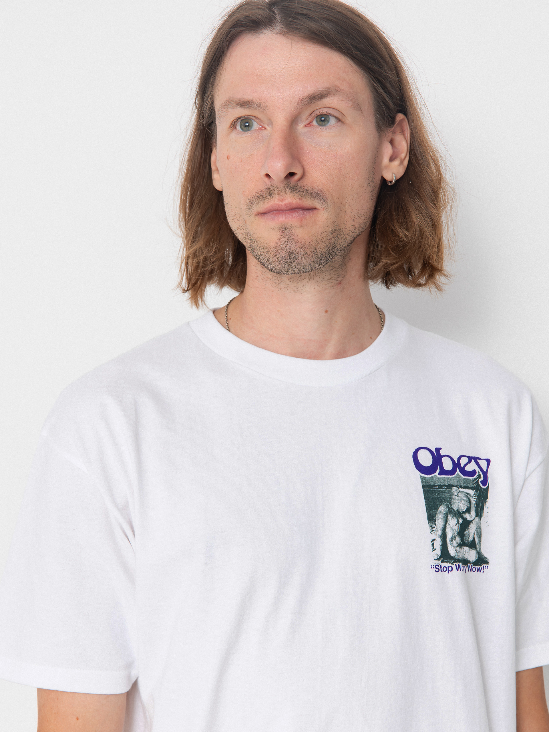 Tričko OBEY Stop Worry Now (white)