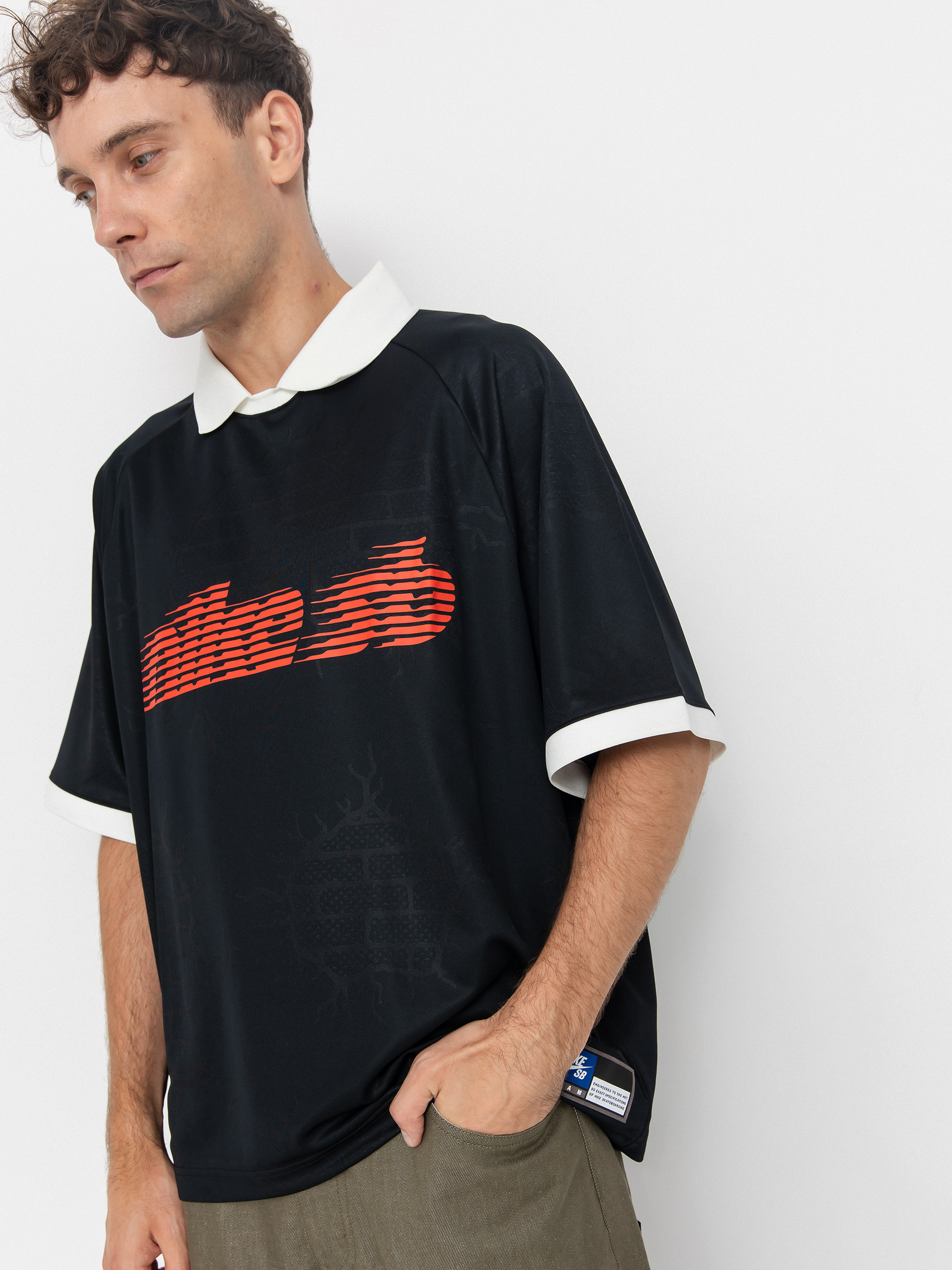 Polo tričko Nike SB DF Jacquard Jersey (black/sail)