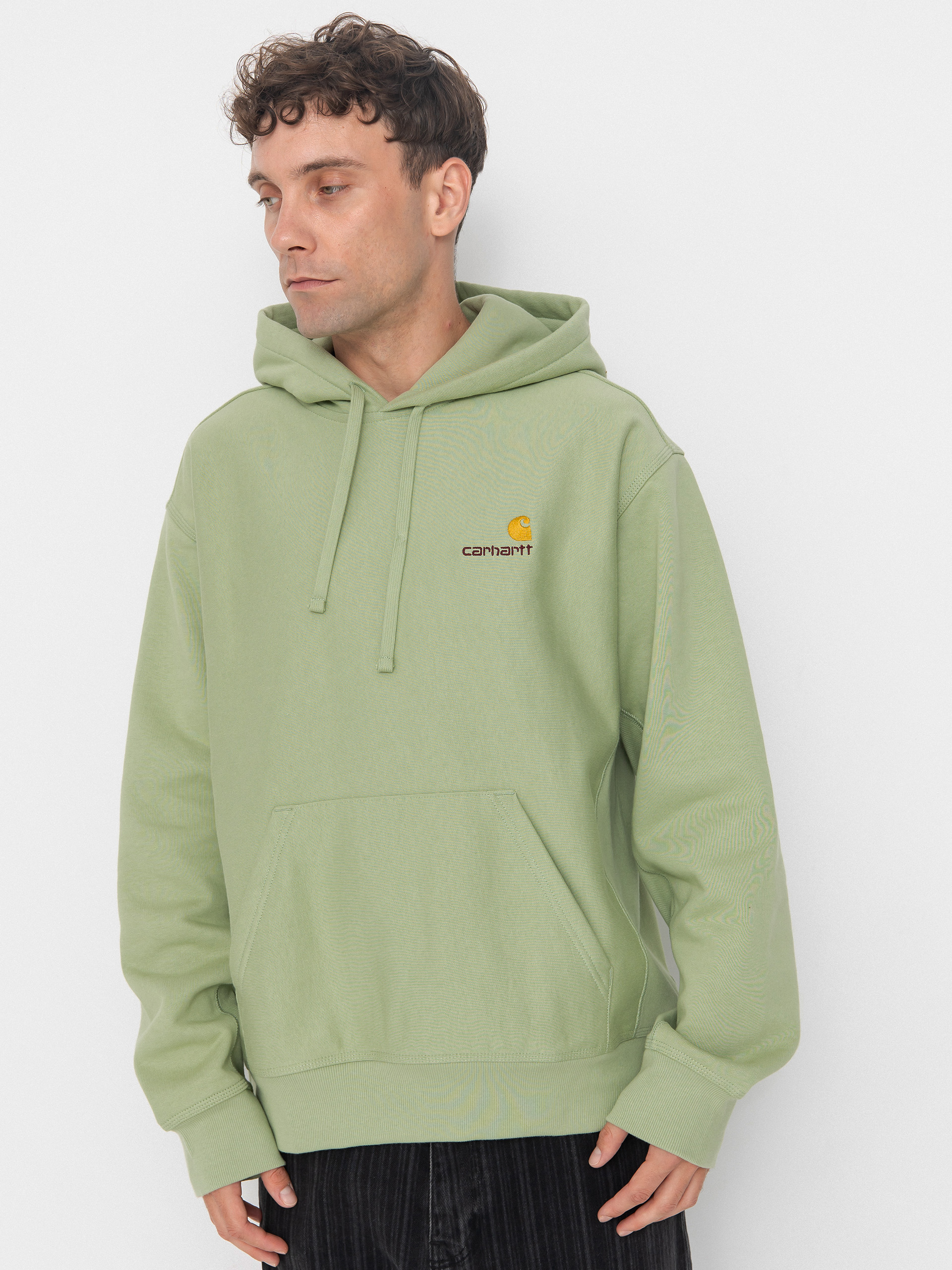 Mikina s kapucňou Carhartt WIP American Script HD (pale olive)