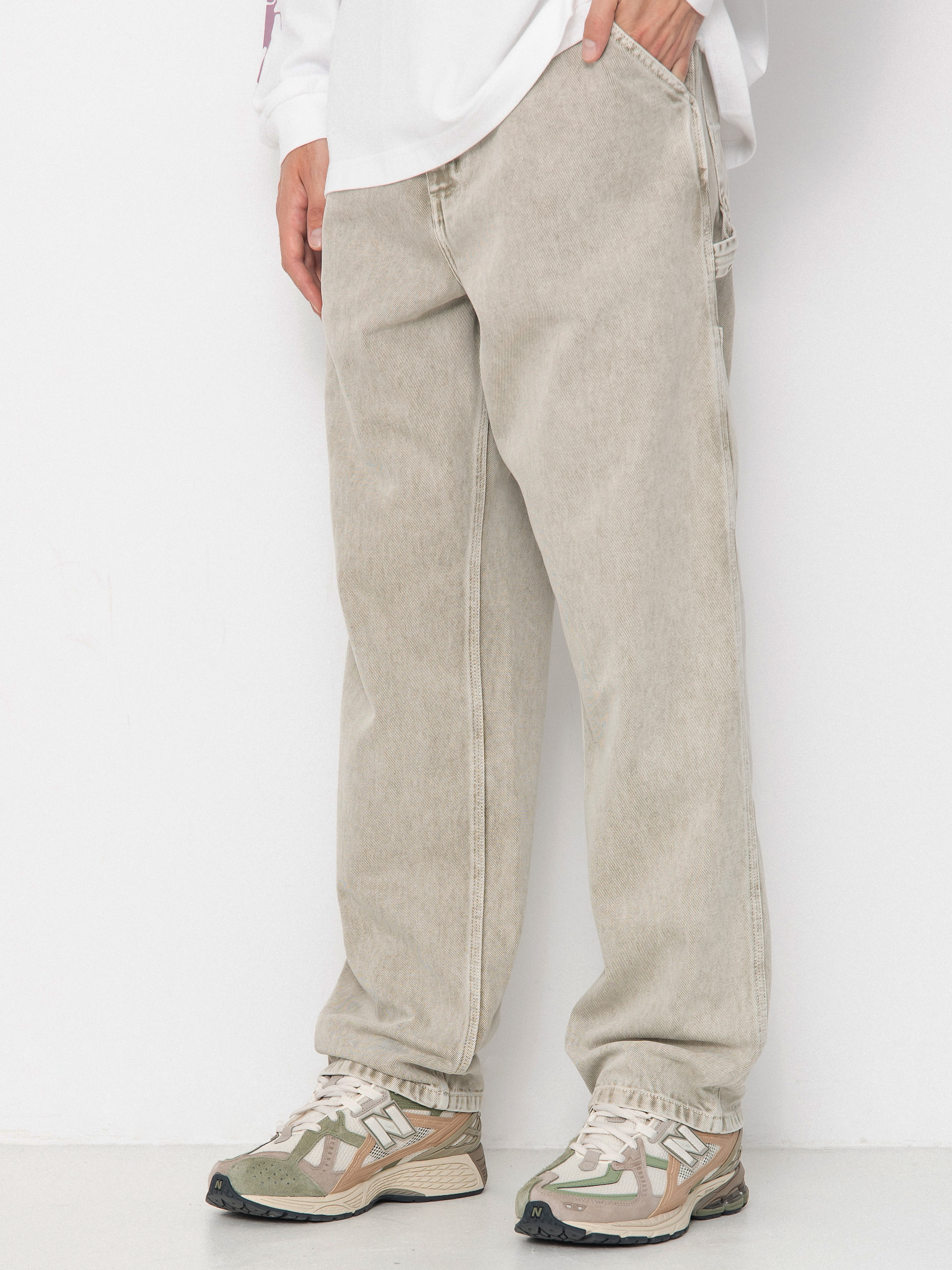 Nohavice Carhartt WIP Single Knee (opuntia/chalk wash)