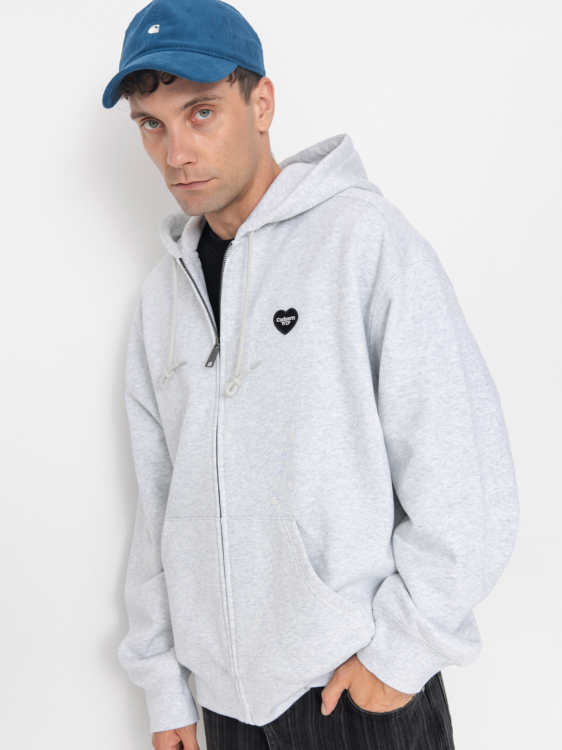 Mikina s kapucňou Carhartt WIP Heart II Hartt ZHD (ash heather)