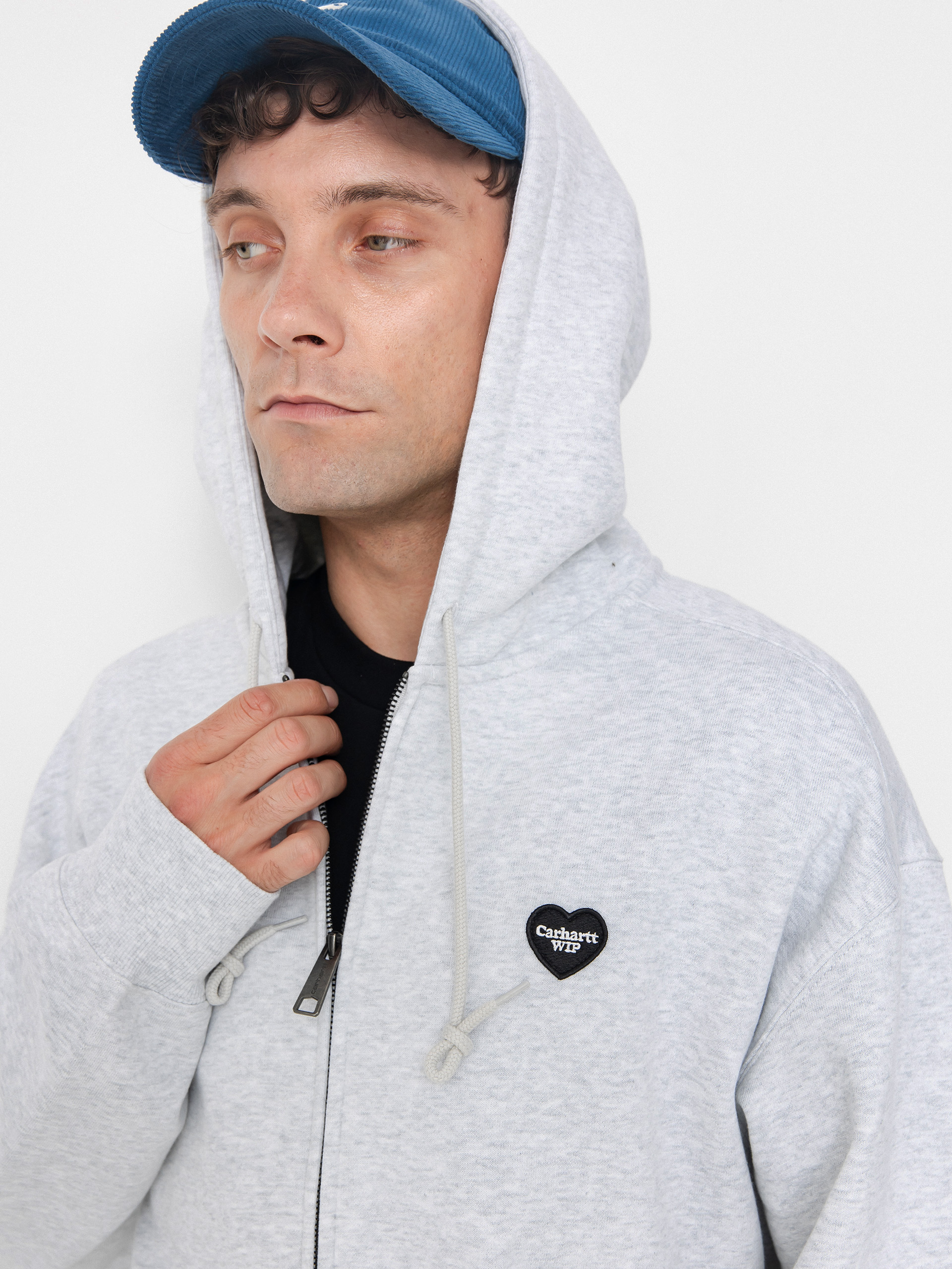 Mikina s kapucňou Carhartt WIP Heart II Hartt ZHD (ash heather)