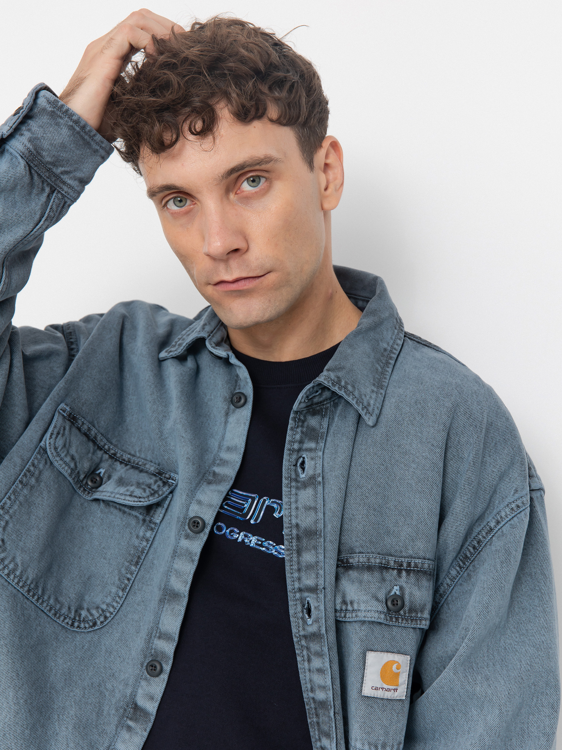 Bunda Carhartt WIP Tigan (black/blue fog/garment dyed)