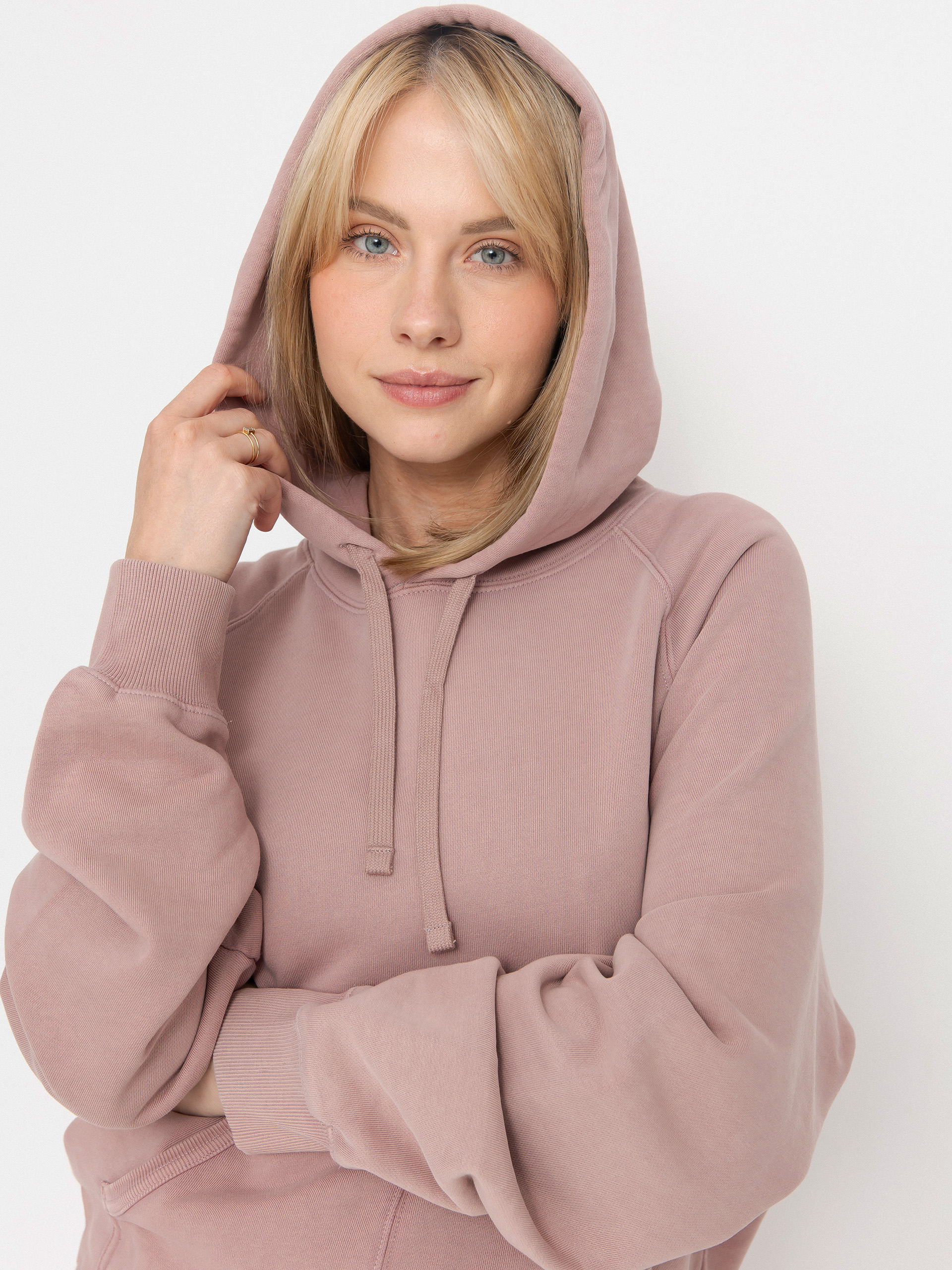Mikina s kapucňou Carhartt WIP Hudson HD Wmn (daphne/chalk wash)