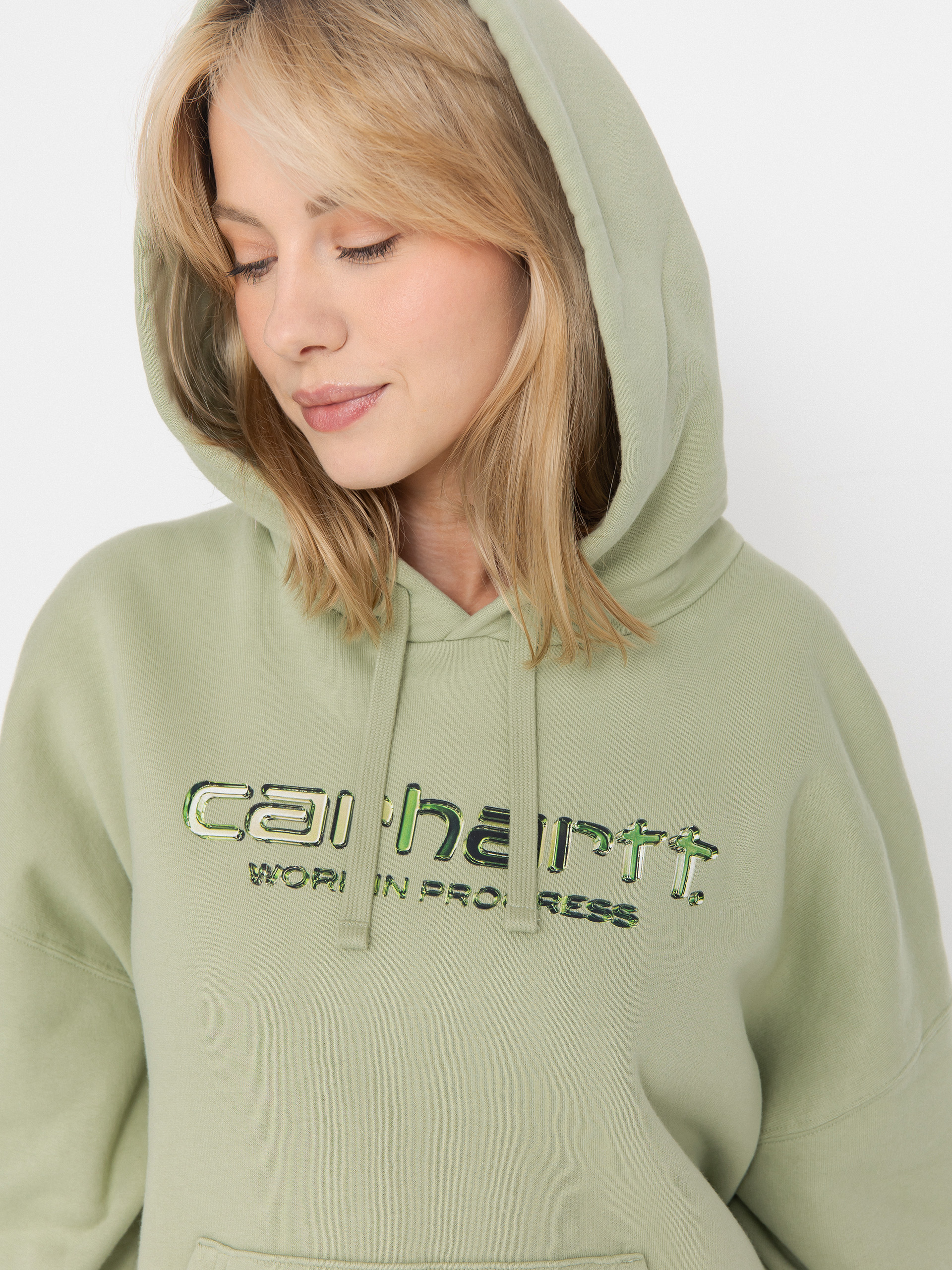 Mikina s kapucňou Carhartt WIP Solar Chrome HD Wmn (pale olive)