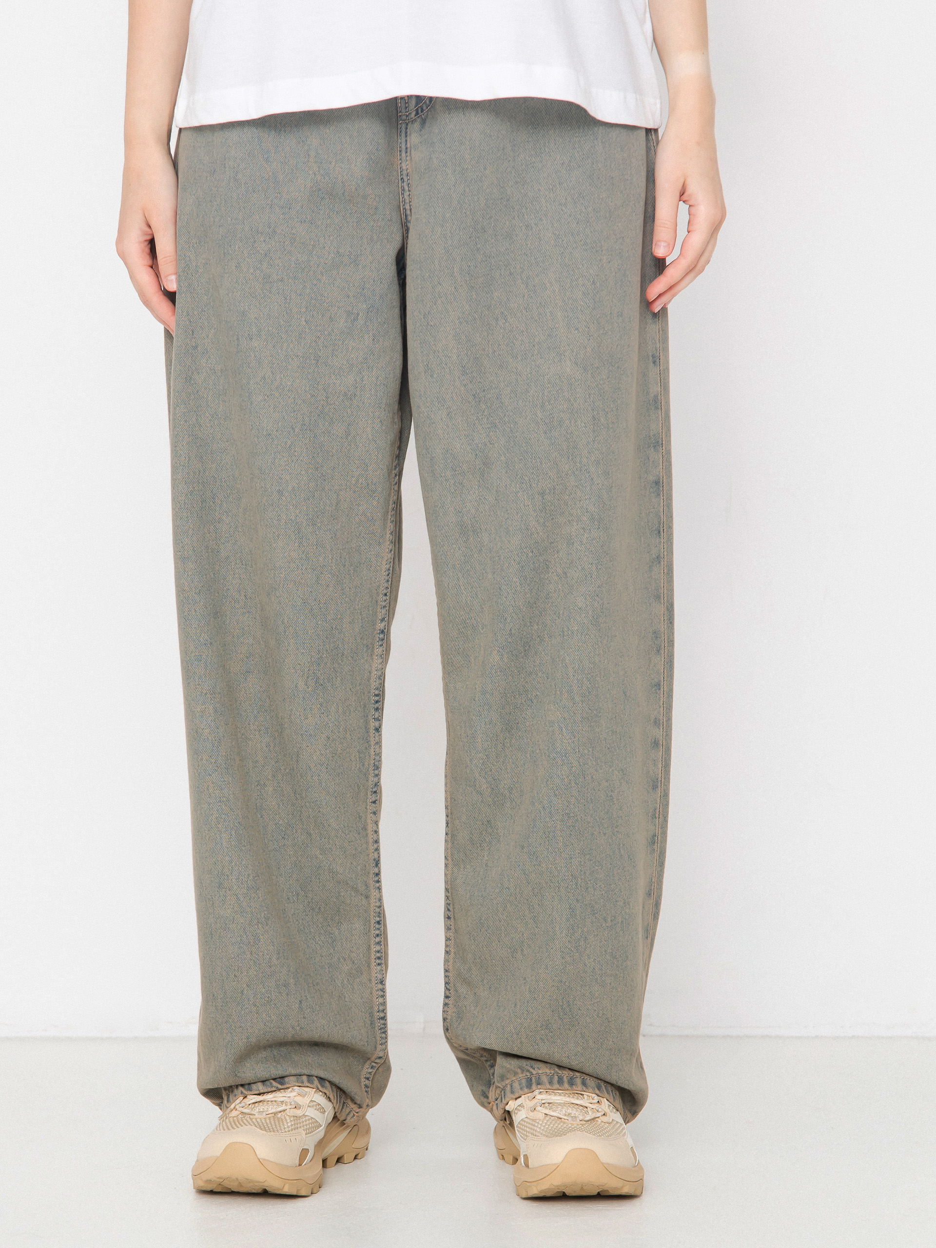 Nohavice Carhartt WIP Brandon Wmn (blue/leather/garment dyed)