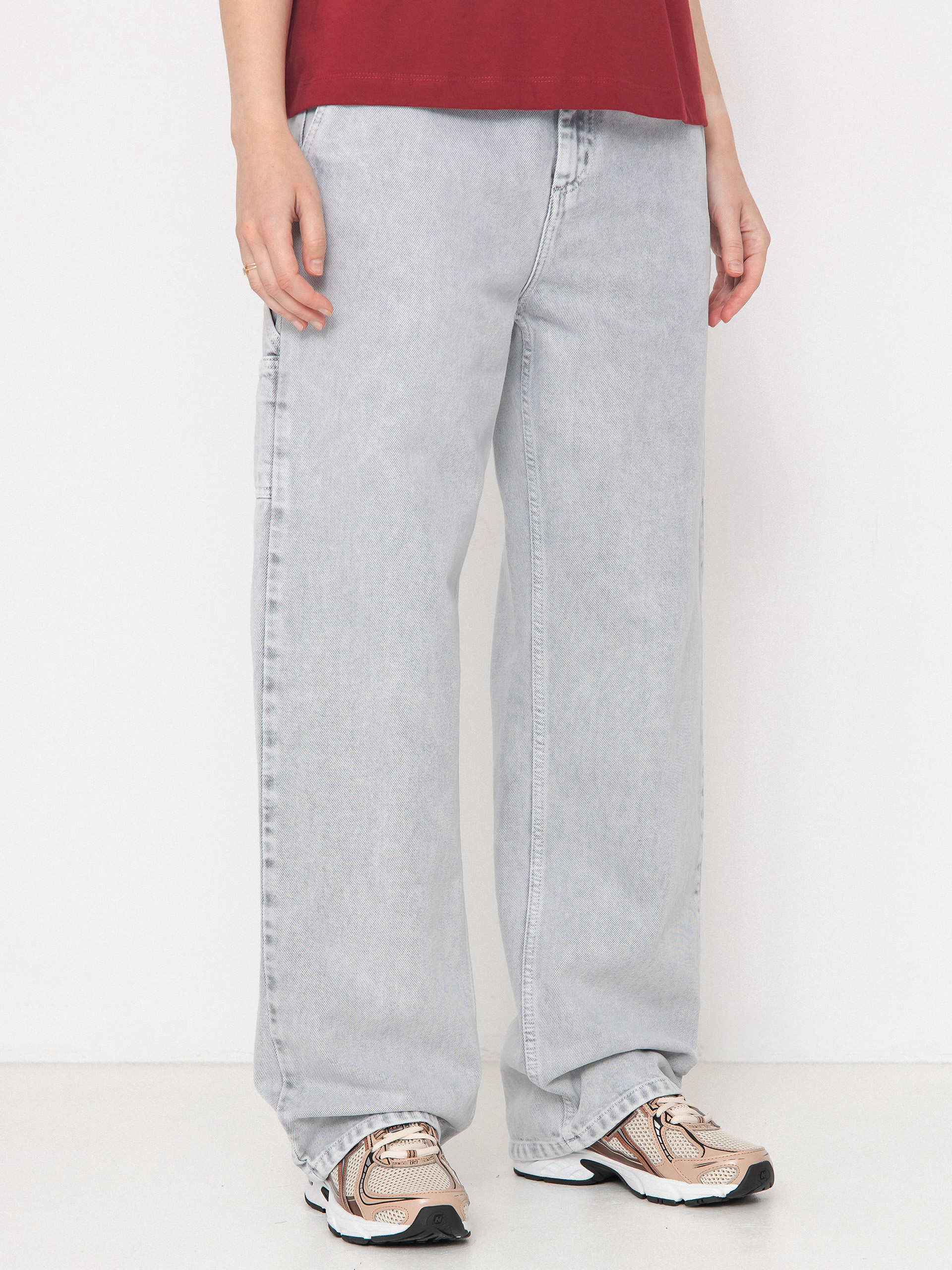 Nohavice Carhartt WIP Pierce Straight Wmn (black/chalk wash)