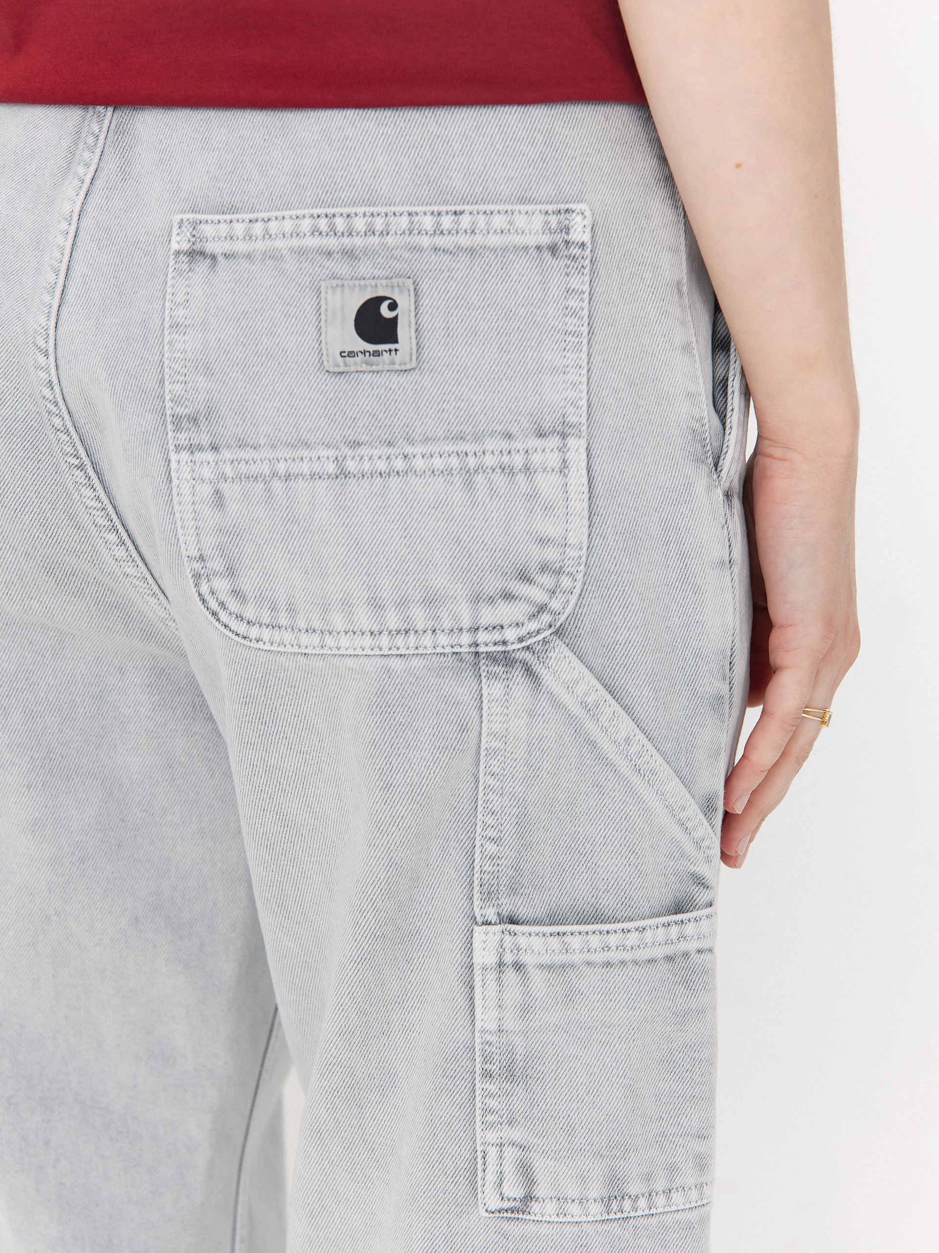 Nohavice Carhartt WIP Pierce Straight Wmn (black/chalk wash)