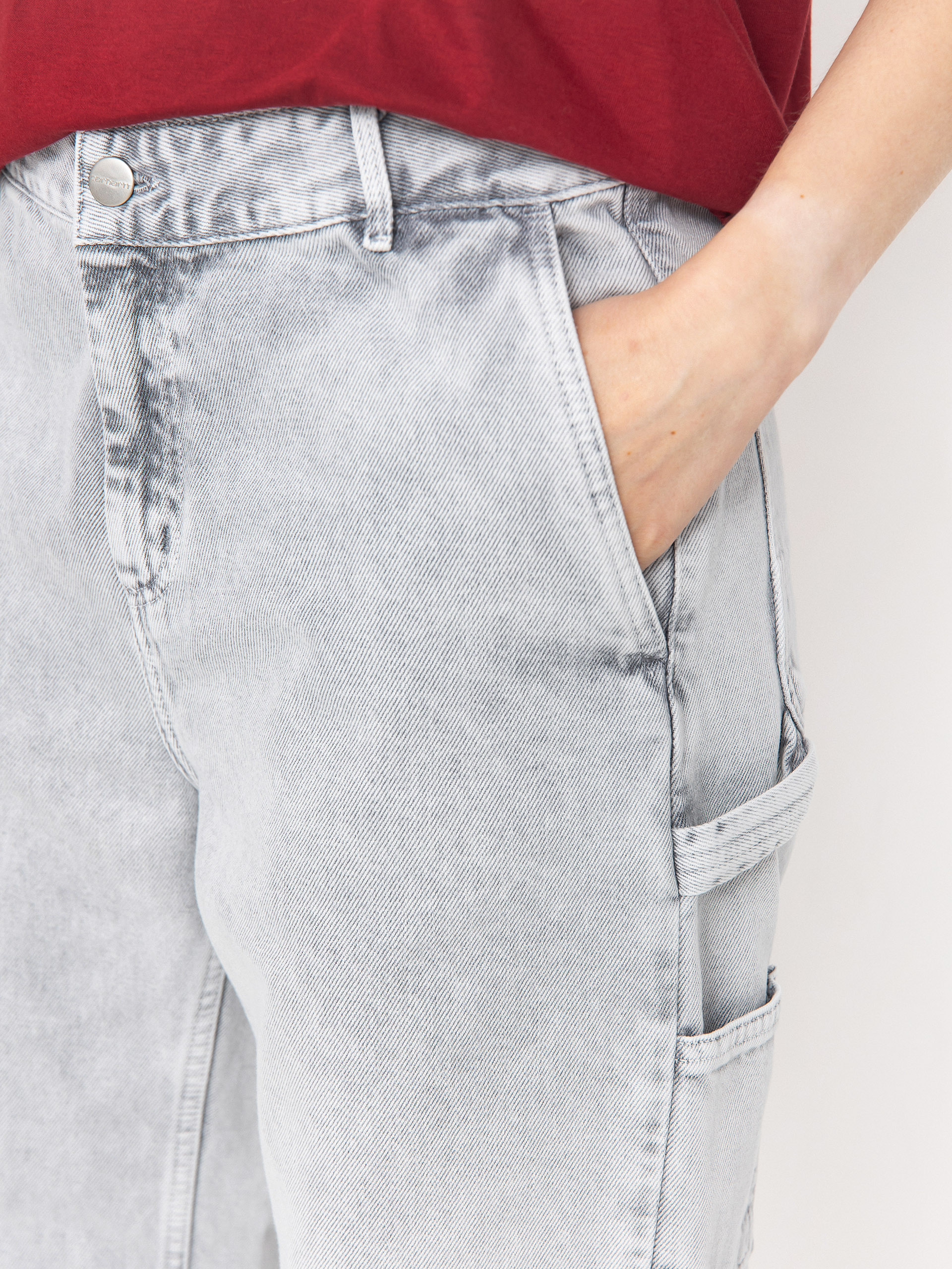 Nohavice Carhartt WIP Pierce Straight Wmn (black/chalk wash)