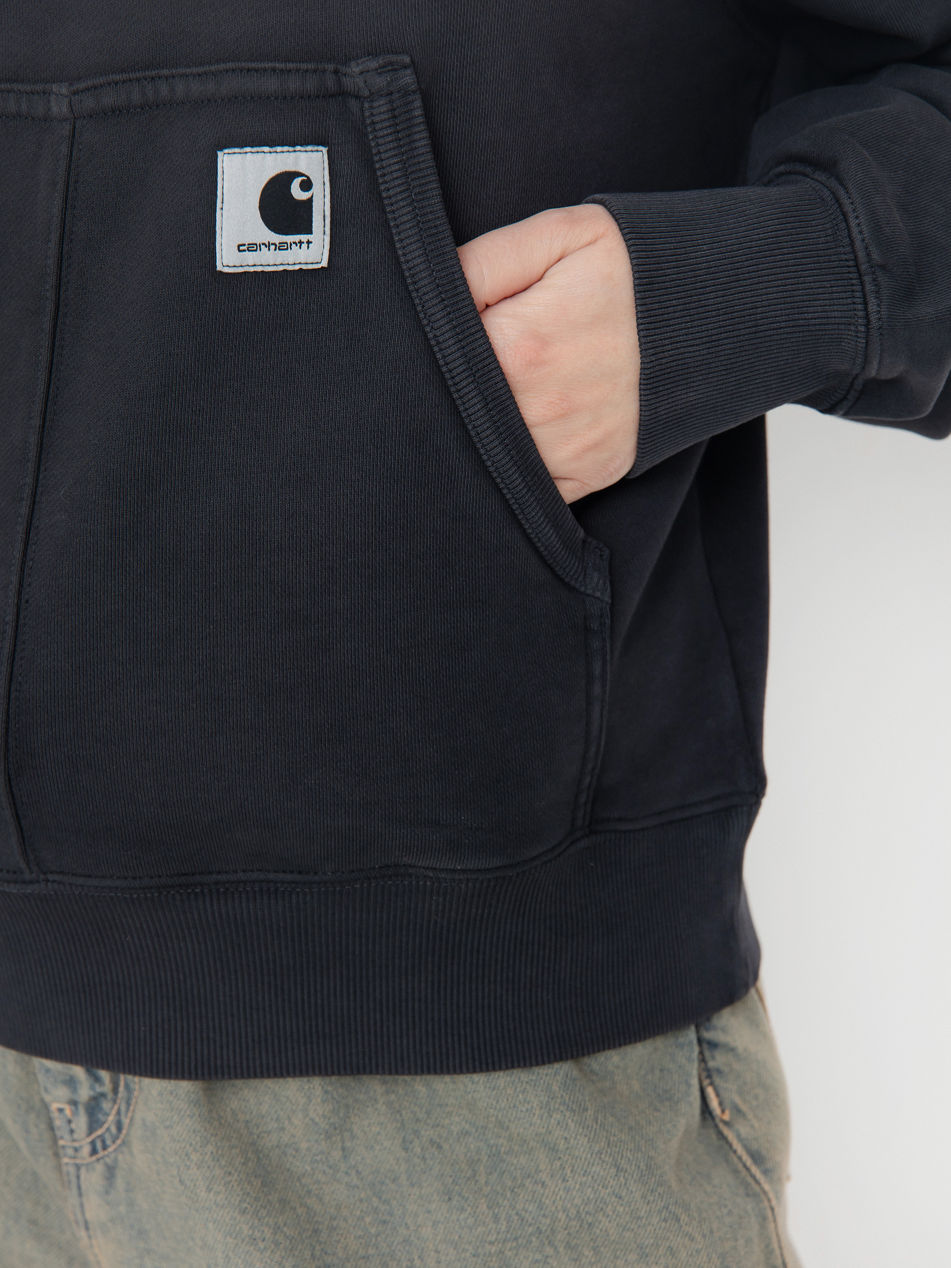 Mikina s kapucňou Carhartt WIP Hudson HD Wmn (black/chalk wash)