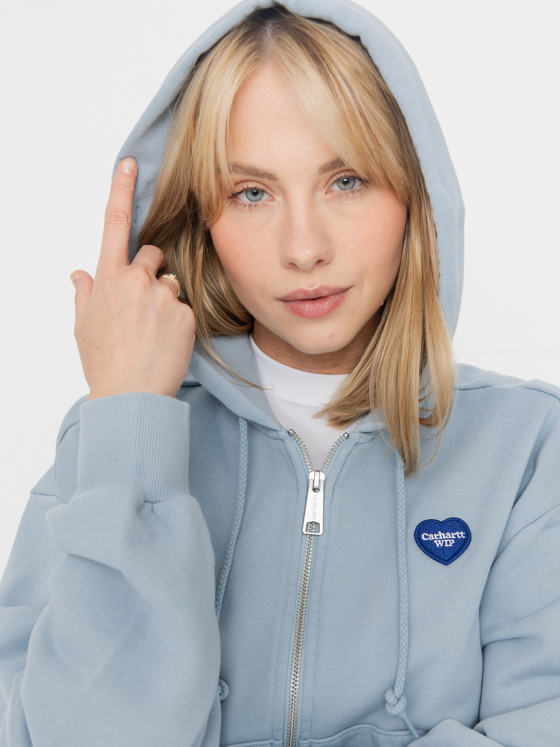 Mikina s kapucňou Carhartt WIP Heart II Hartt ZHD Wmn (blue fog)