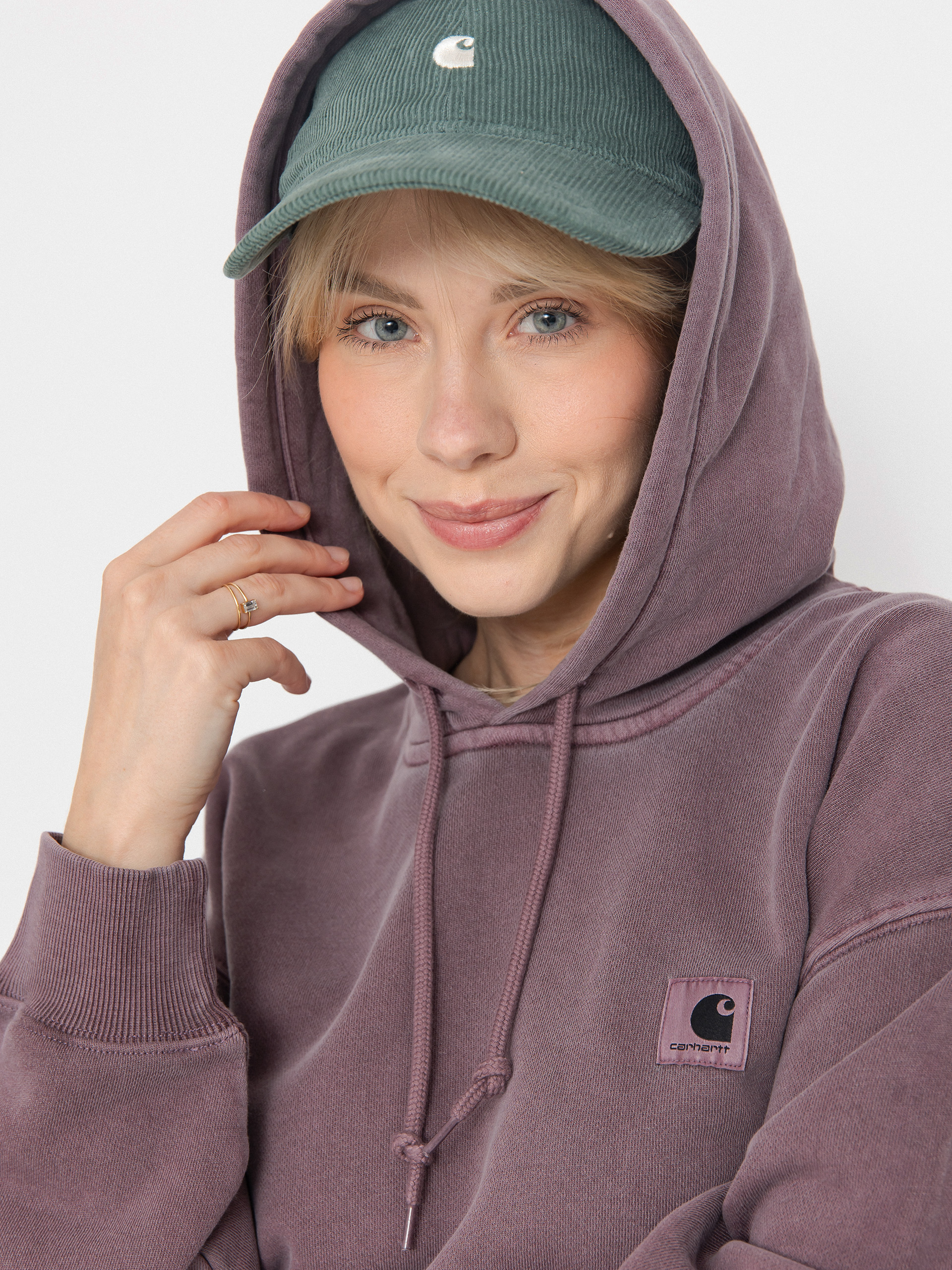 Mikina s kapucňou Carhartt WIP Nelson HD Wmn (phlox/garment dyed)
