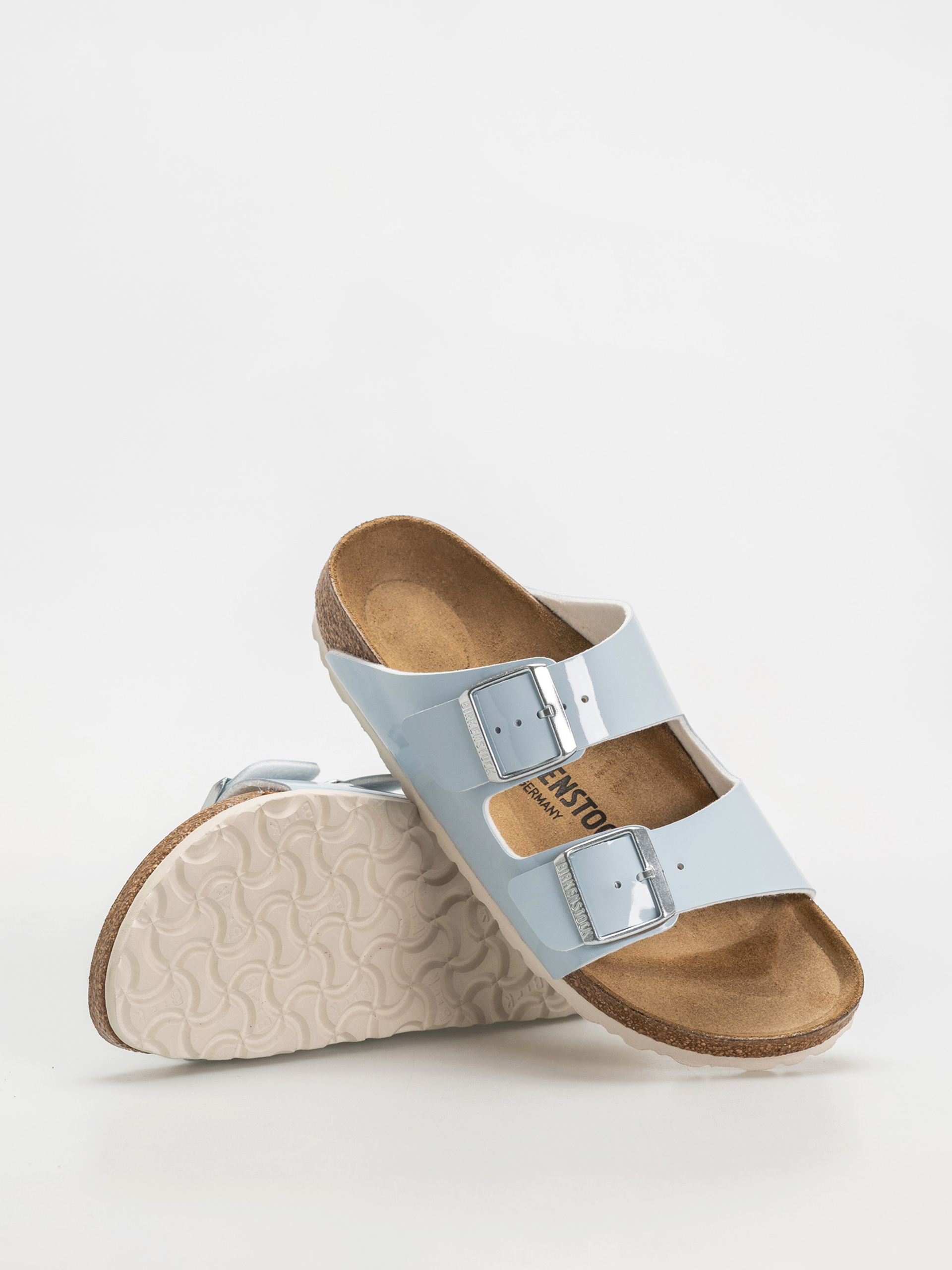 Šľapky Birkenstock Arizona Briko Flor Narrow Wmn (patent baby blue)