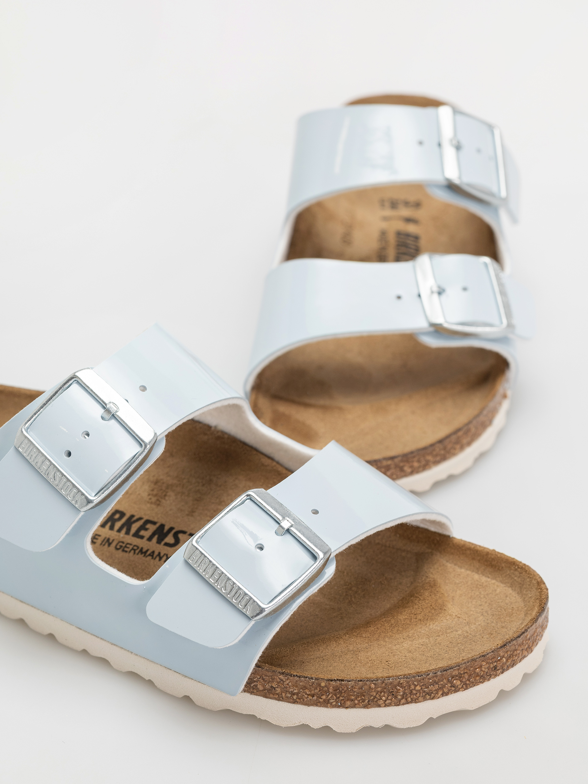 Šľapky Birkenstock Arizona Briko Flor Narrow Wmn (patent baby blue)