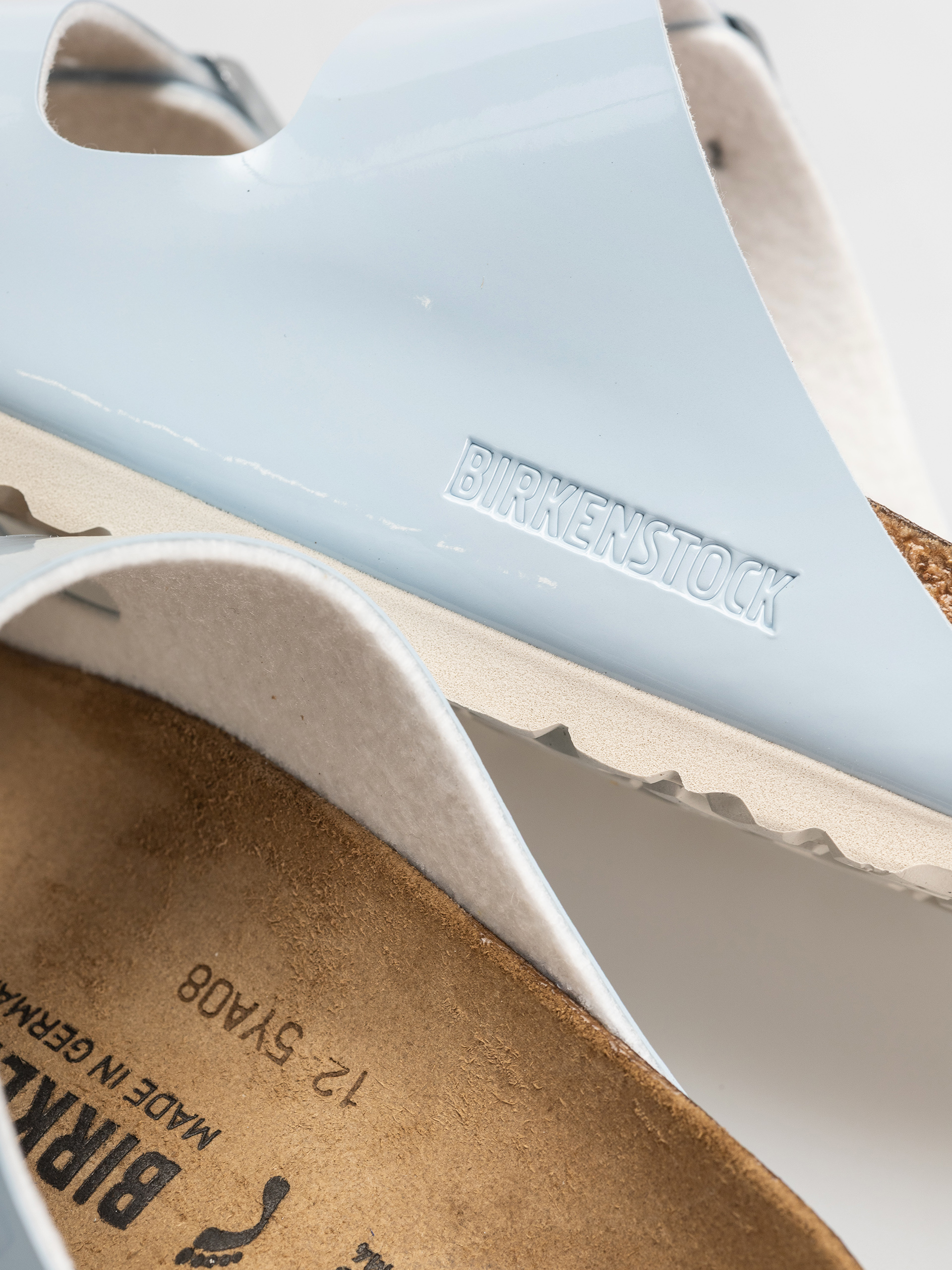 Šľapky Birkenstock Arizona Briko Flor Narrow Wmn (patent baby blue)