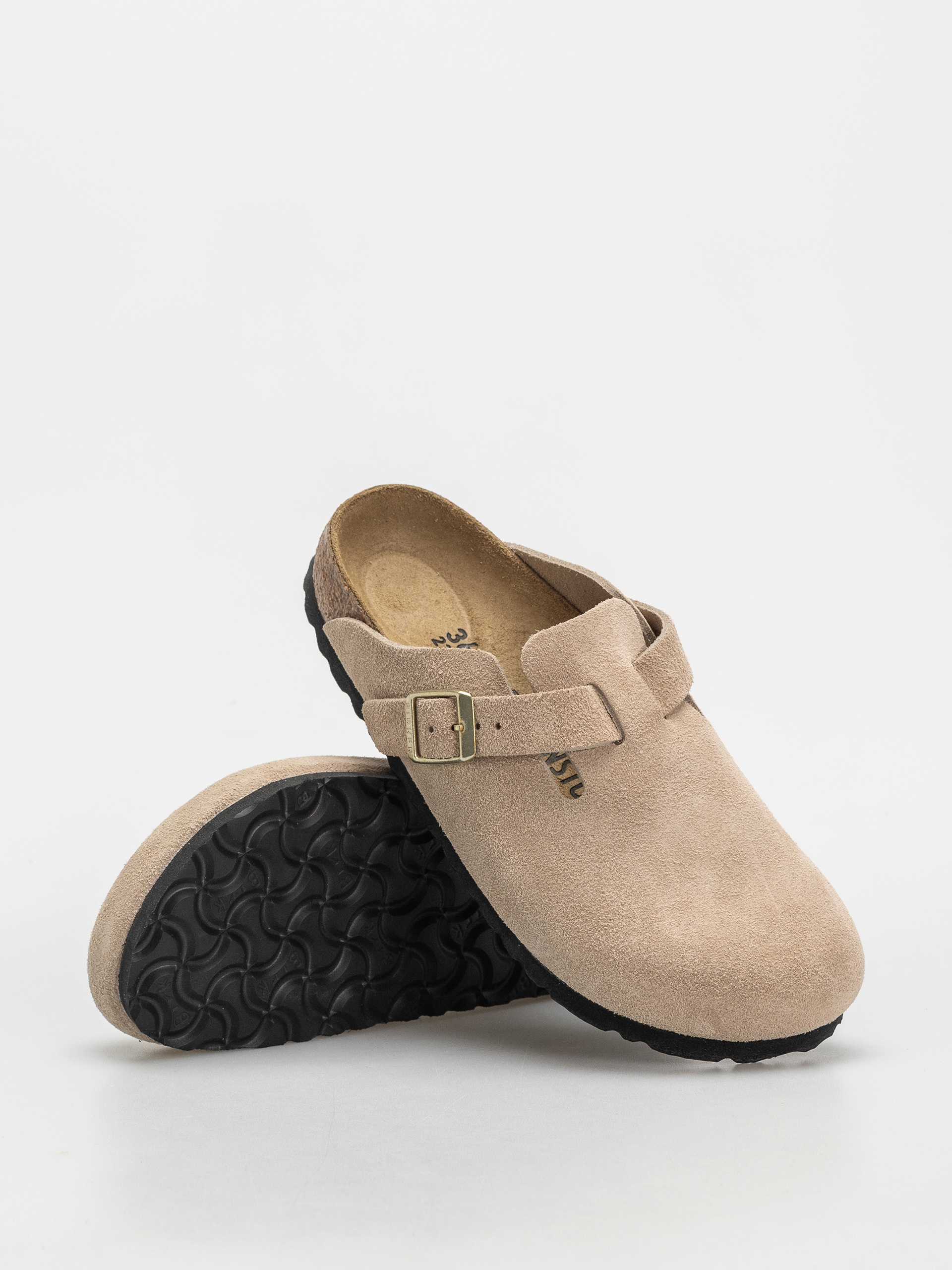 Šľapky Birkenstock Boston Suede Leather Narrow Wmn (sandcastle)