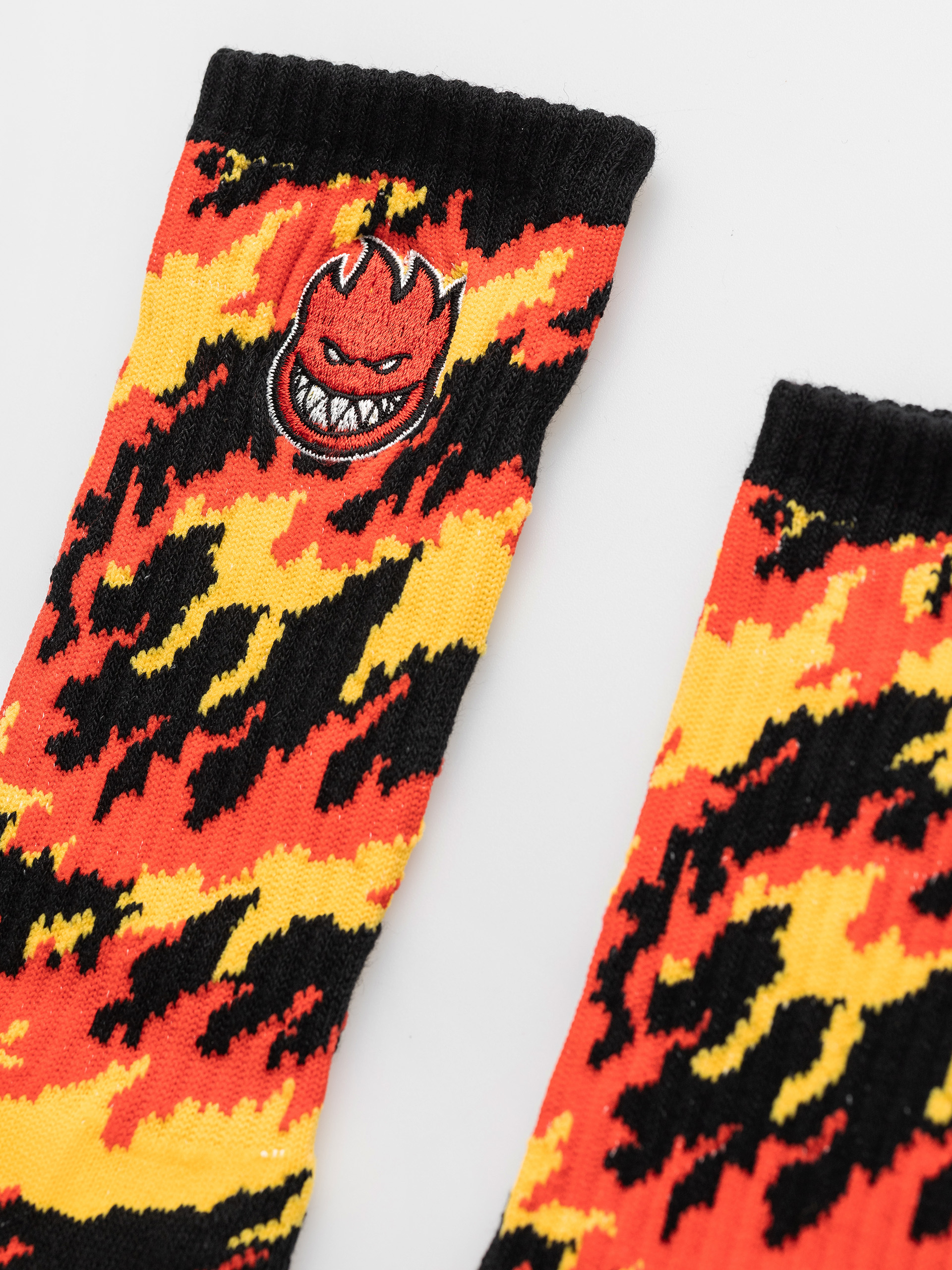 Ponožky Spitfire Bighead Fill Emb Flames Crew (red/yellow/black)
