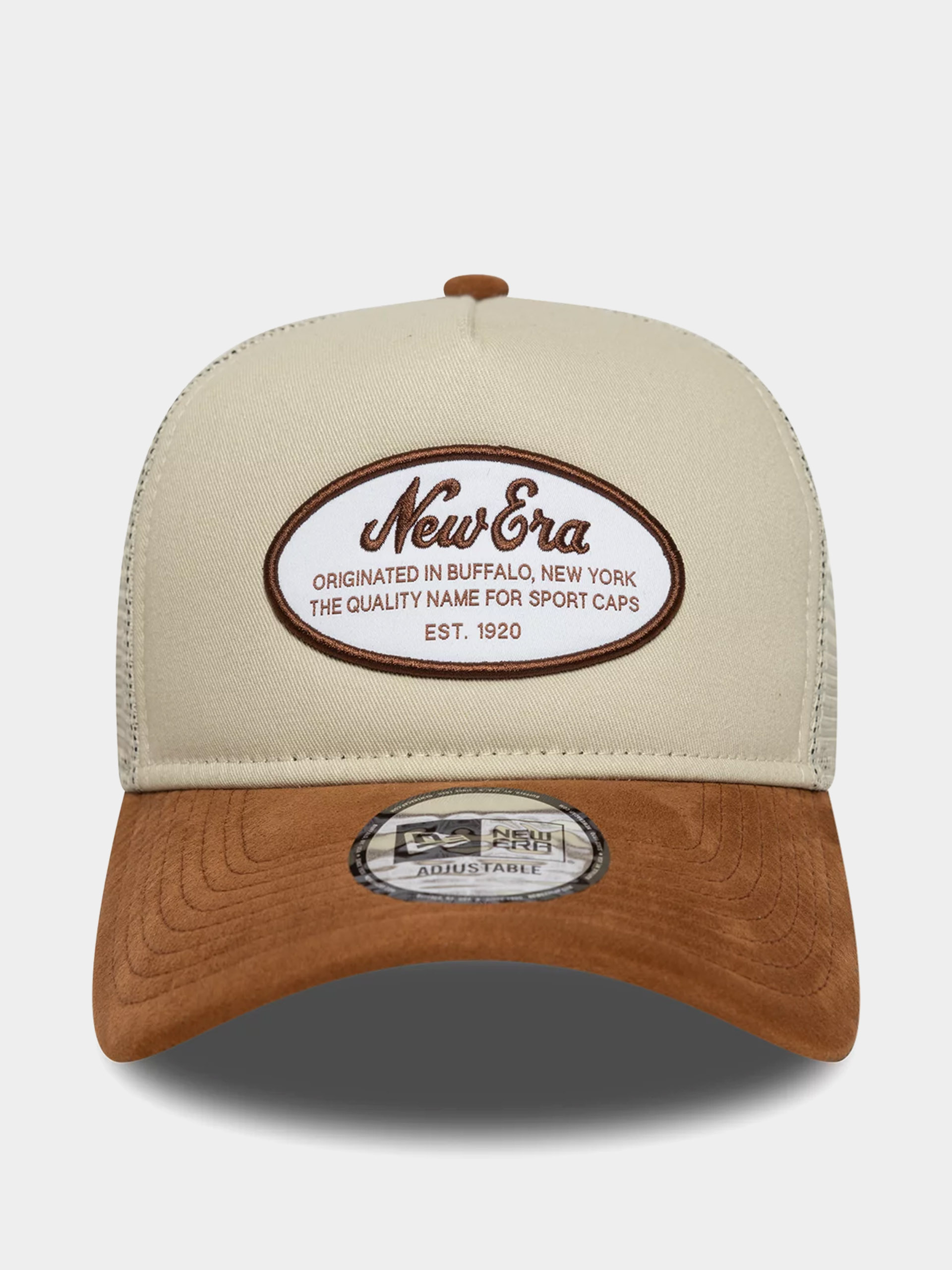 Šiltovka New Era Oval Patch Suede Trucker (stone/brown)