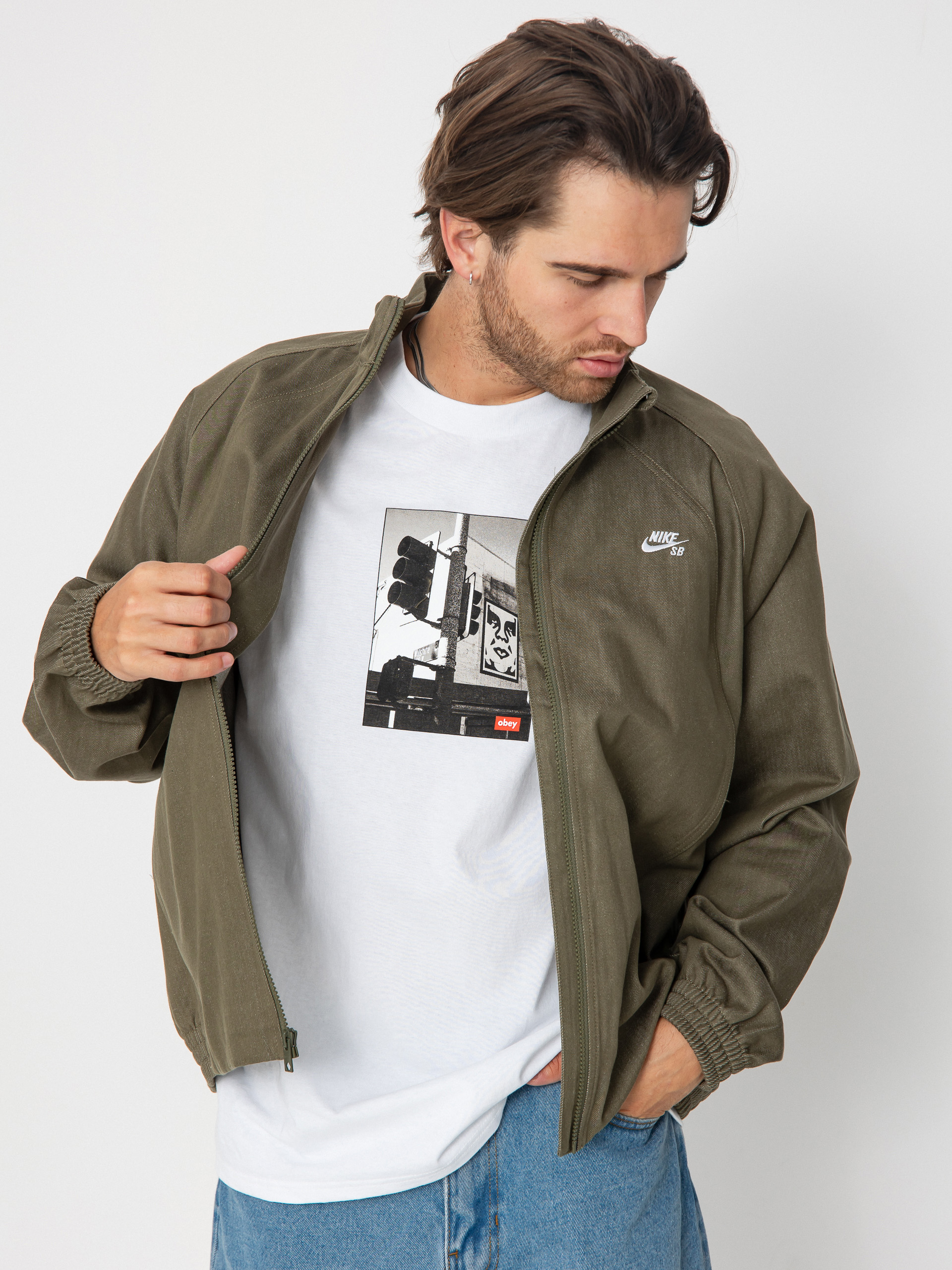 Bunda Nike SB Denim FZ Trak (medium olive/white)