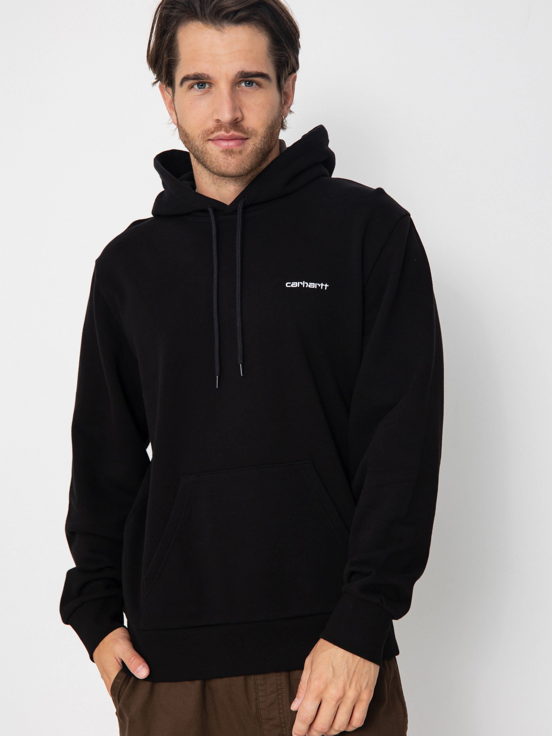 Mikina s kapucňou Carhartt WIP Script Embroidery HD (black/white)