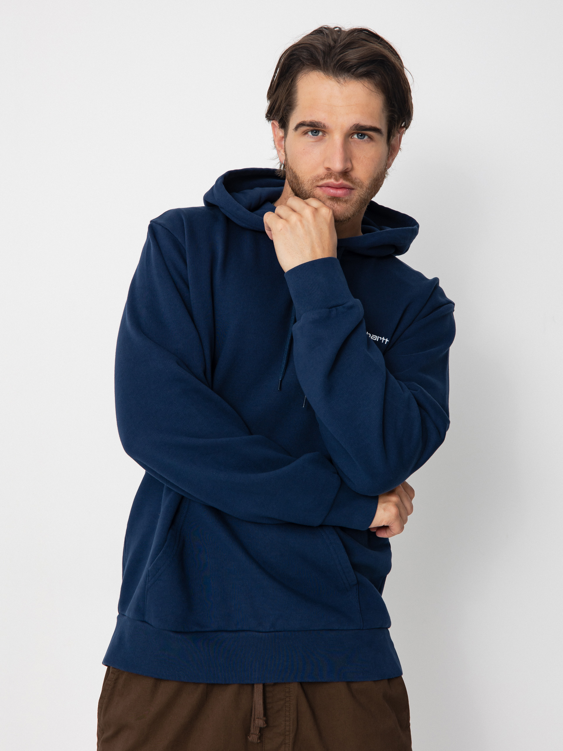 Mikina s kapucňou Carhartt WIP Script Embroidery HD (jupiter/white)