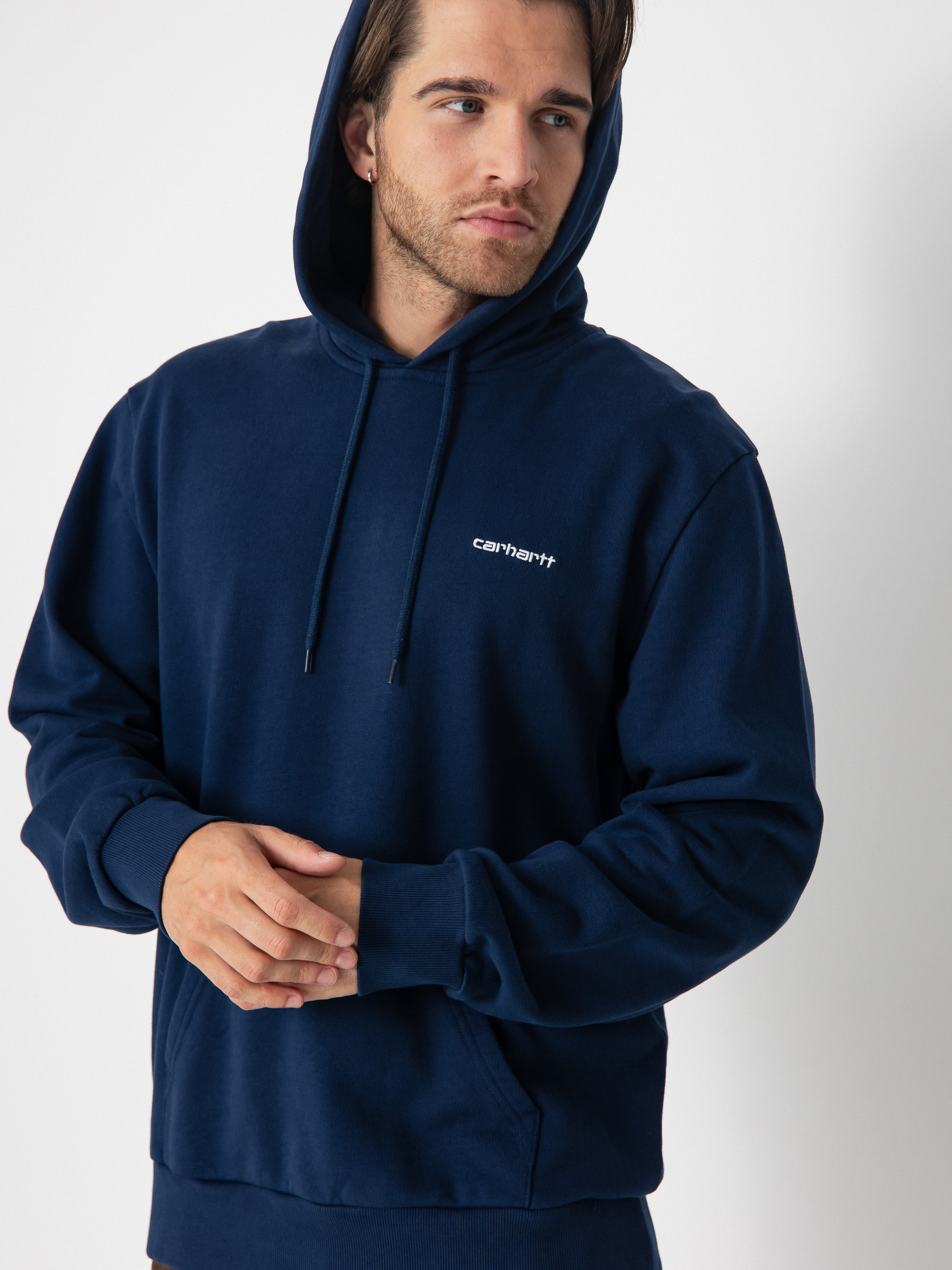 Mikina s kapucňou Carhartt WIP Script Embroidery HD (jupiter/white)