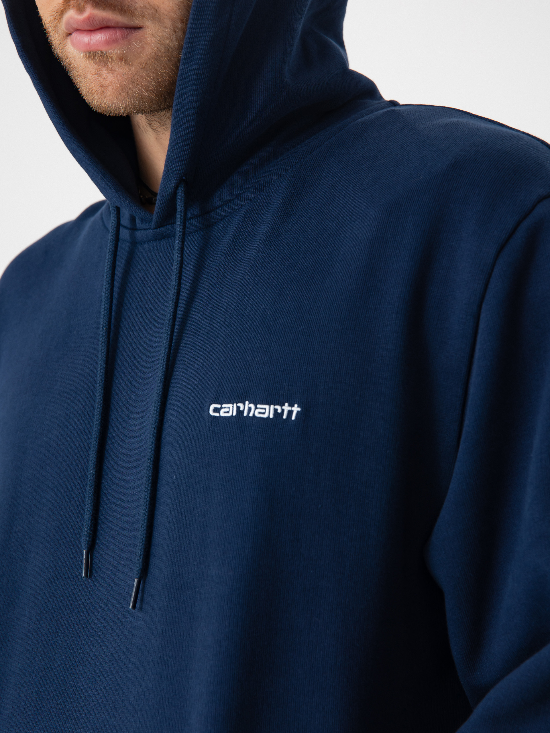 Mikina s kapucňou Carhartt WIP Script Embroidery HD (jupiter/white)