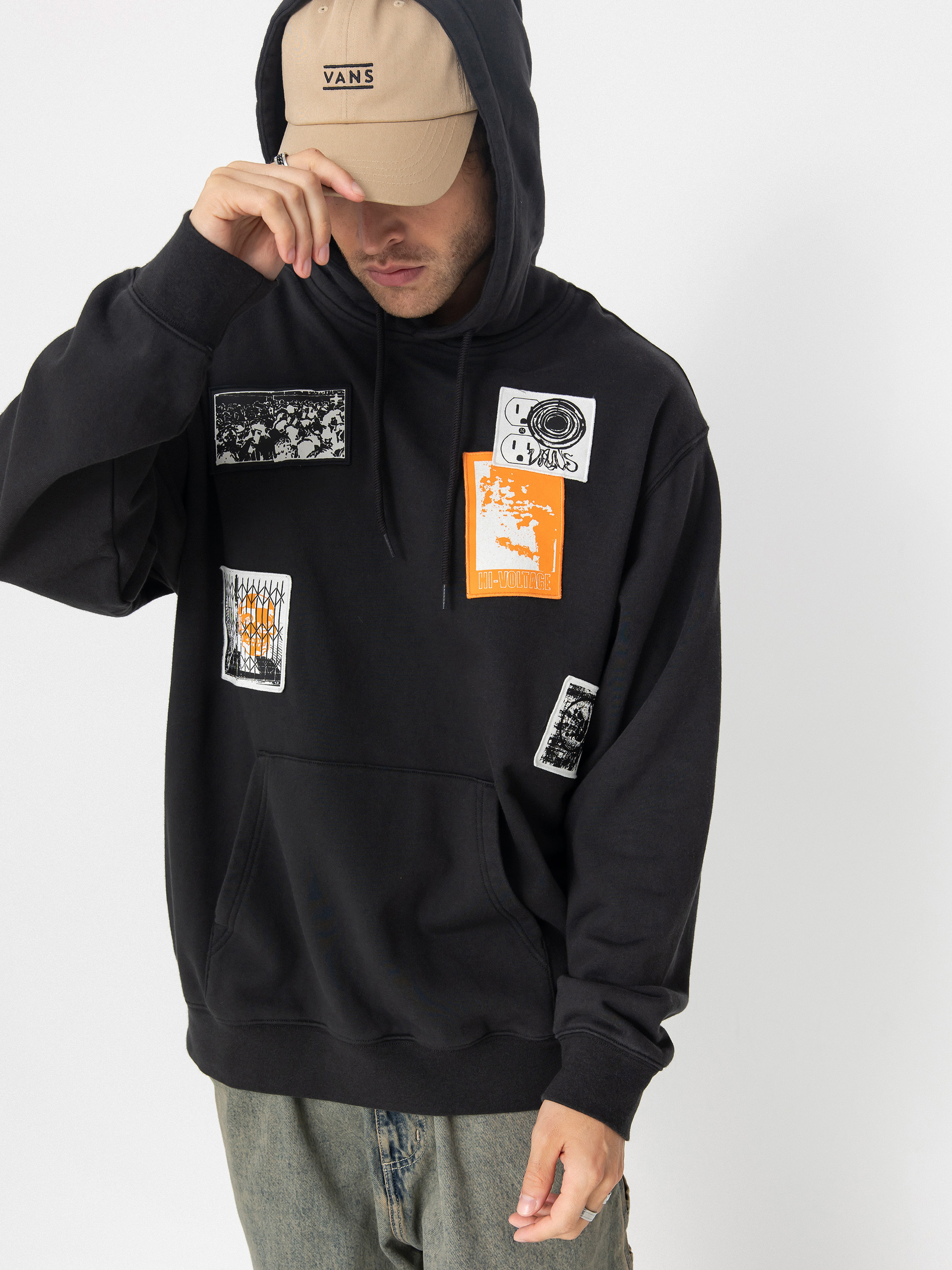 Mikina s kapucňou Vans Punk Patch HD (black)