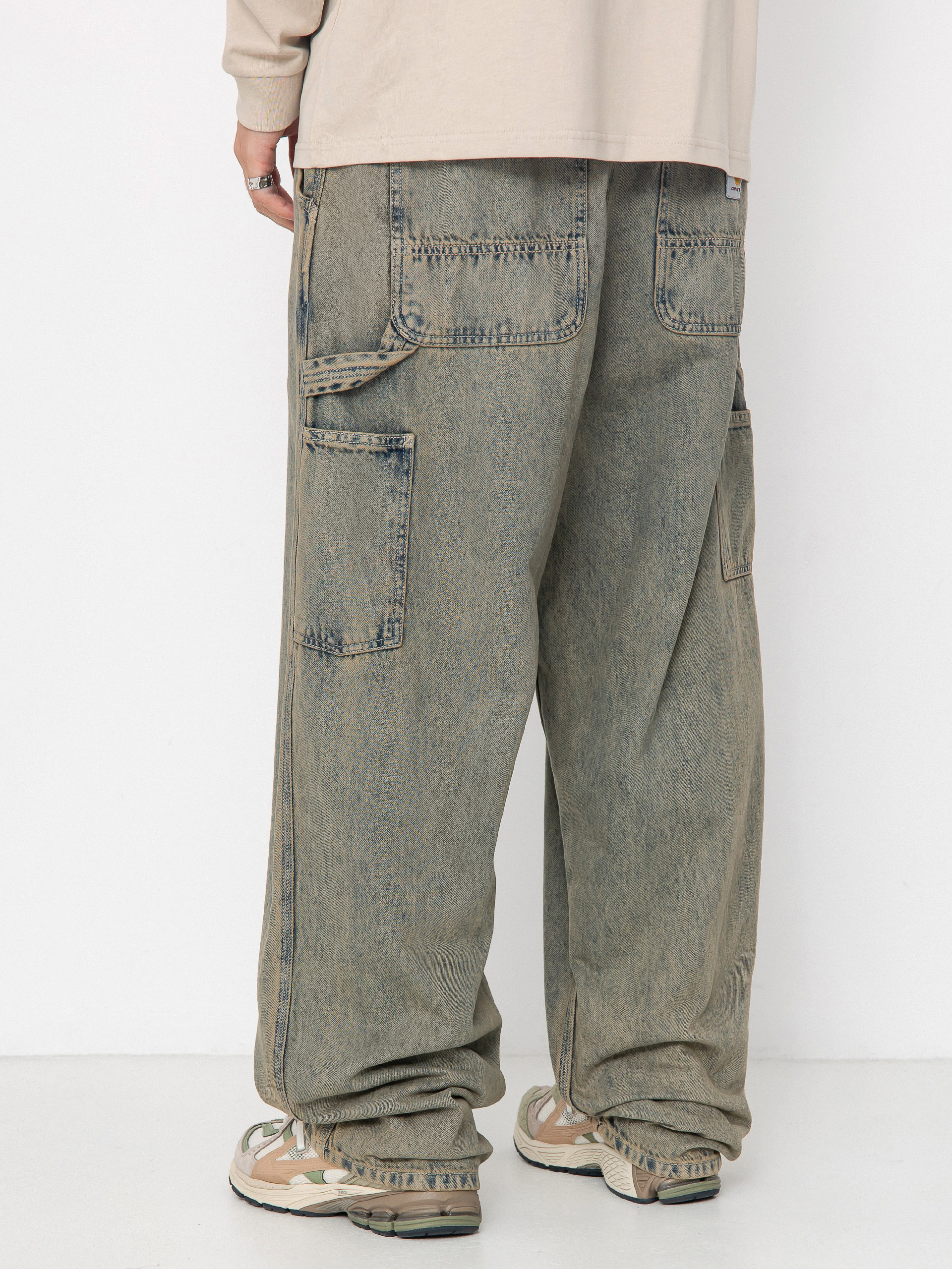 Nohavice Carhartt WIP OG Single Knee (blue/leather/garment dyed)