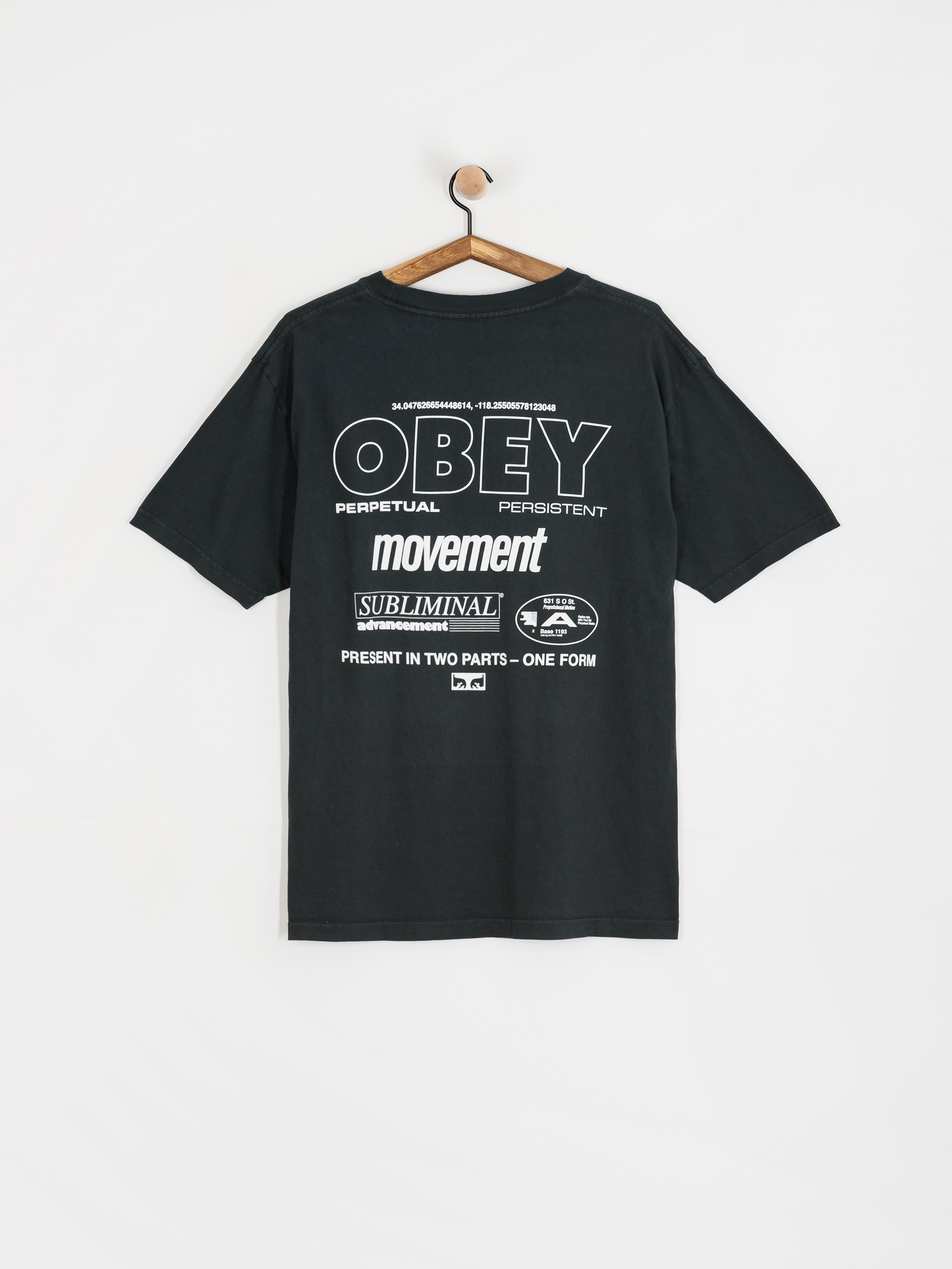 Tričko OBEY Obey Persistent Movement (pigment true vintage black)