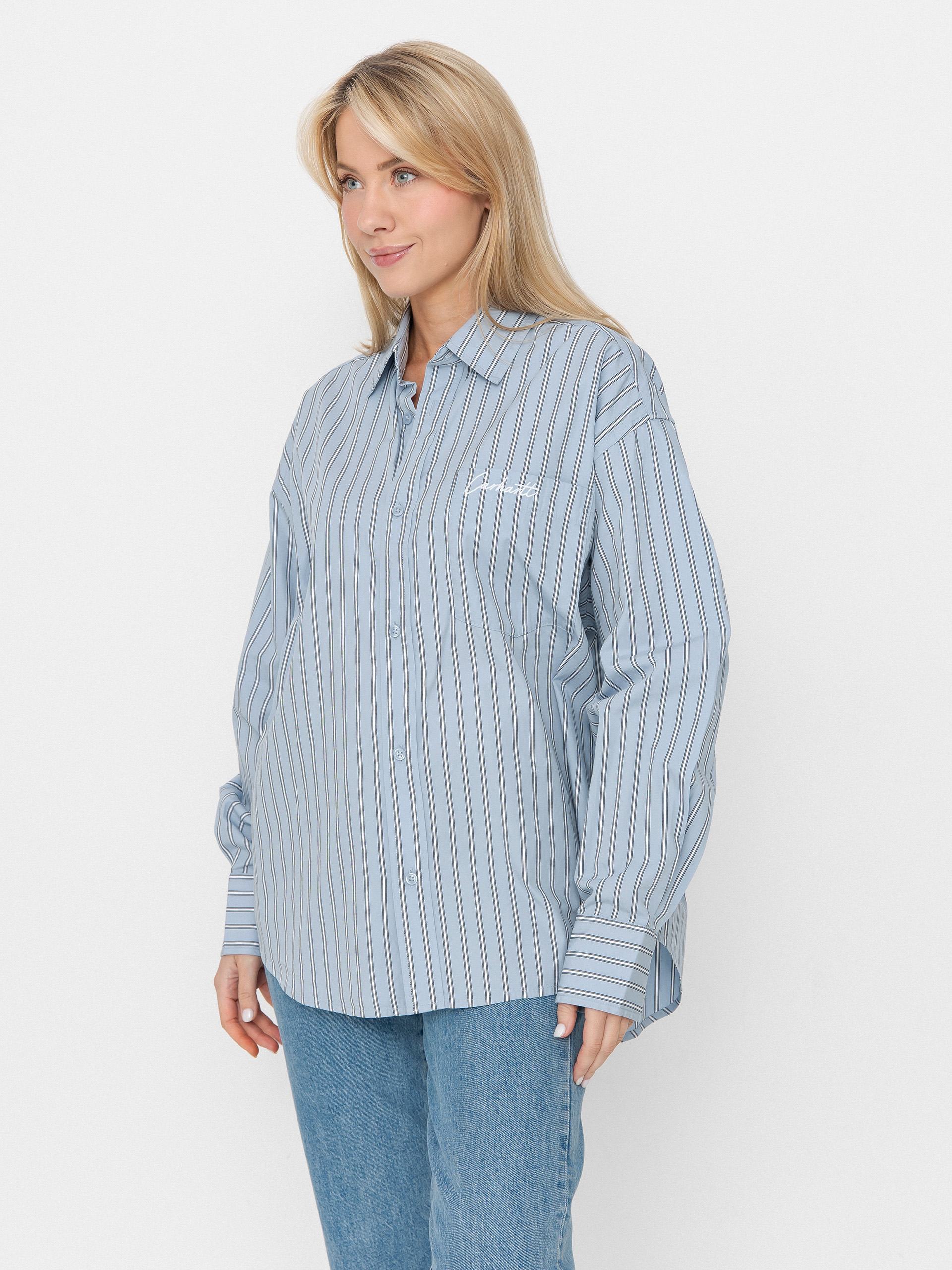 Košeľa Carhartt WIP Grimsby Wmn (grimsby stripe/blue fog)