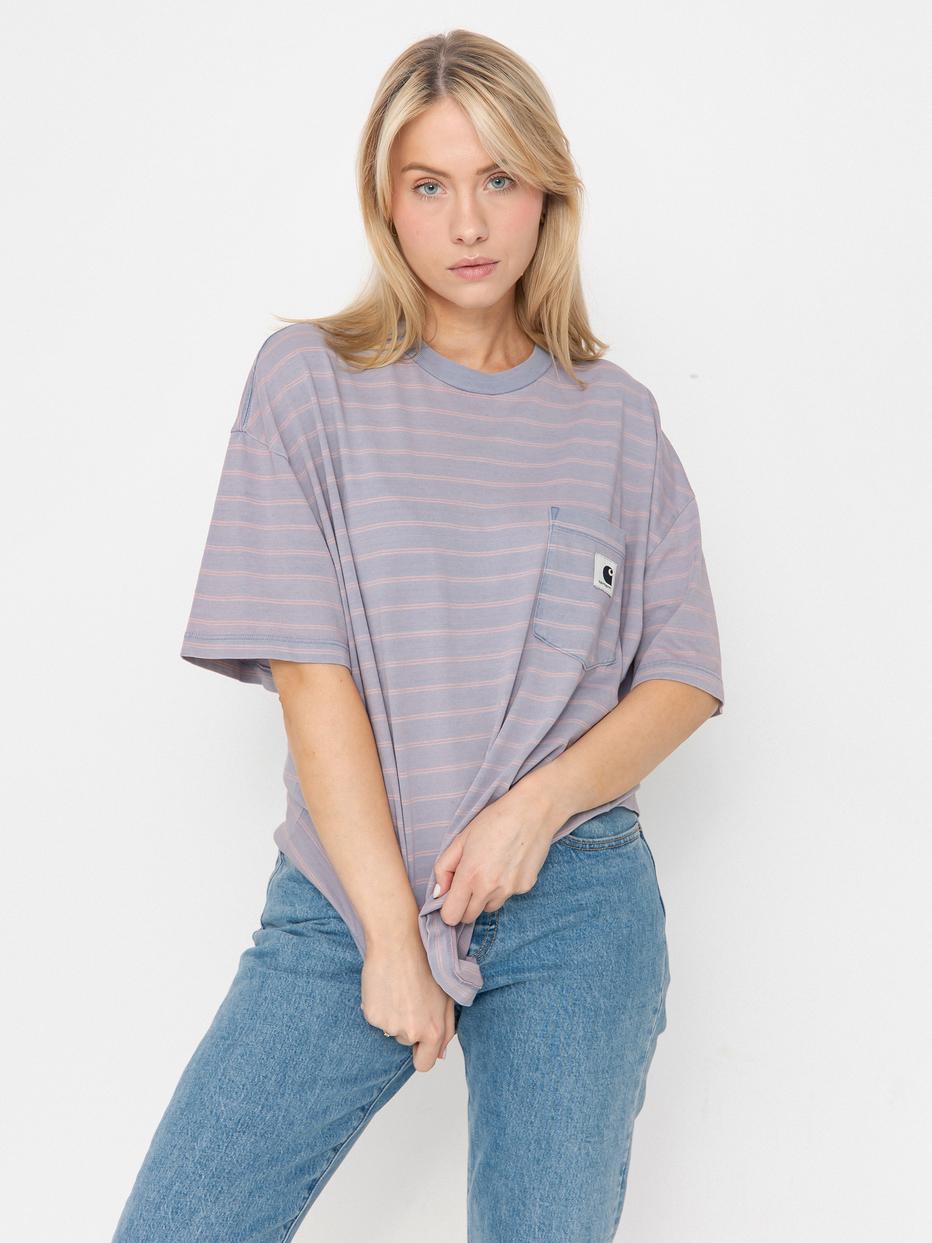 Tričko Carhartt WIP Brodina Wmn (brodina stripe/hortensia/indigo overdyed)