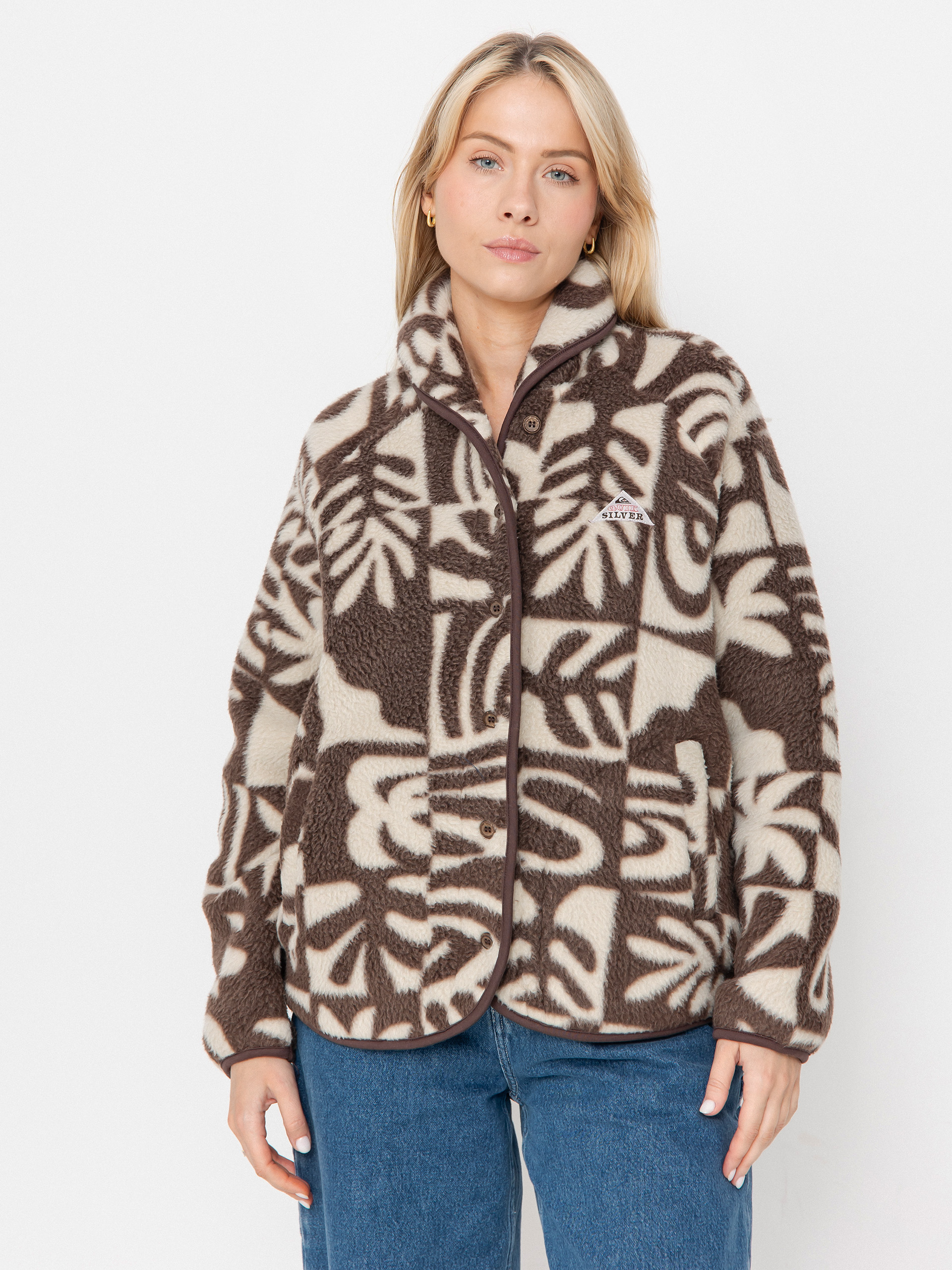 Flísová mikina Quiksilver Chalok Sherpa Wmn (chocolate brown chalok checker)