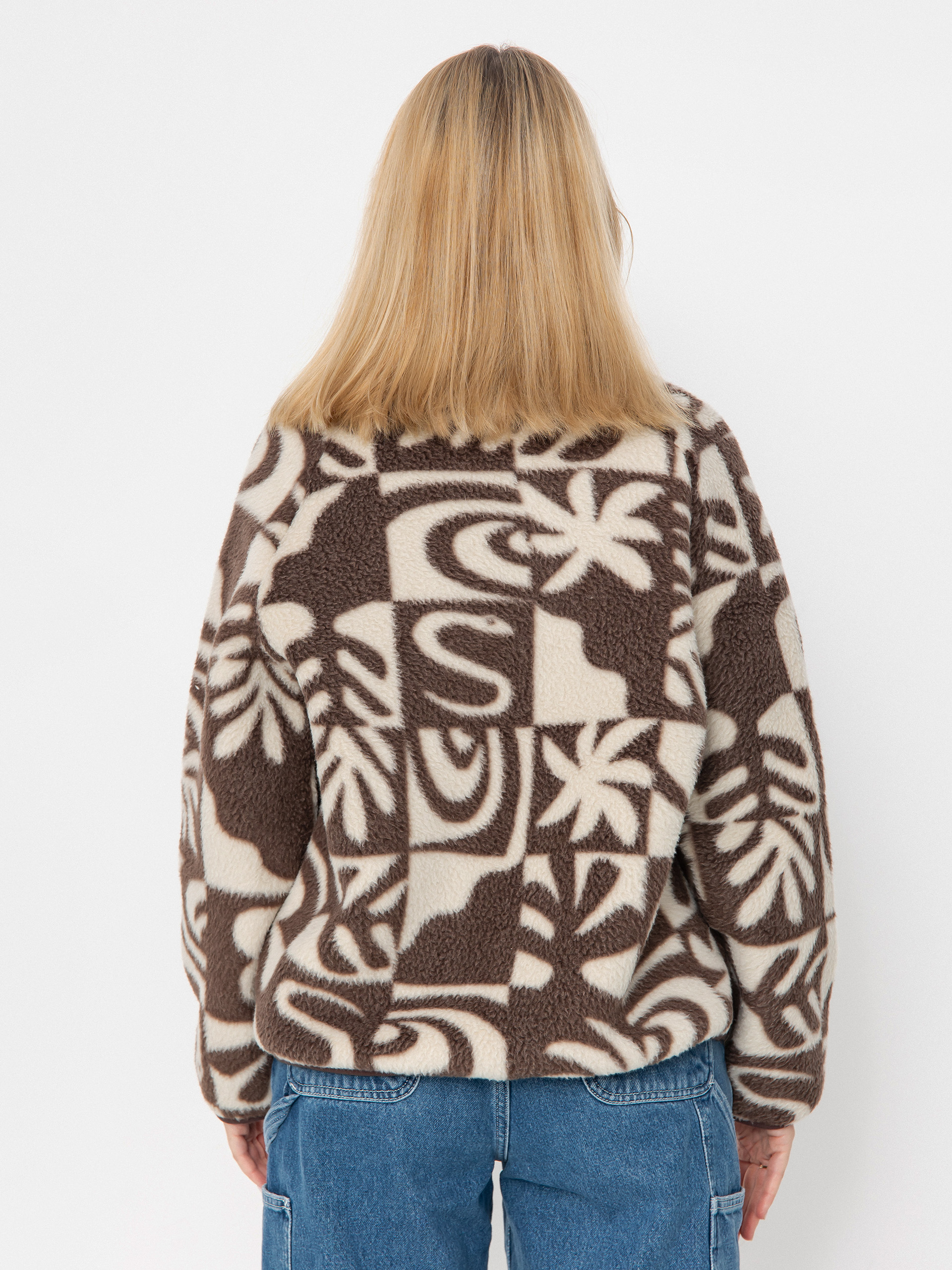 Dámsky Flísová mikina Quiksilver Chalok Sherpa (chocolate brown chalok checker)