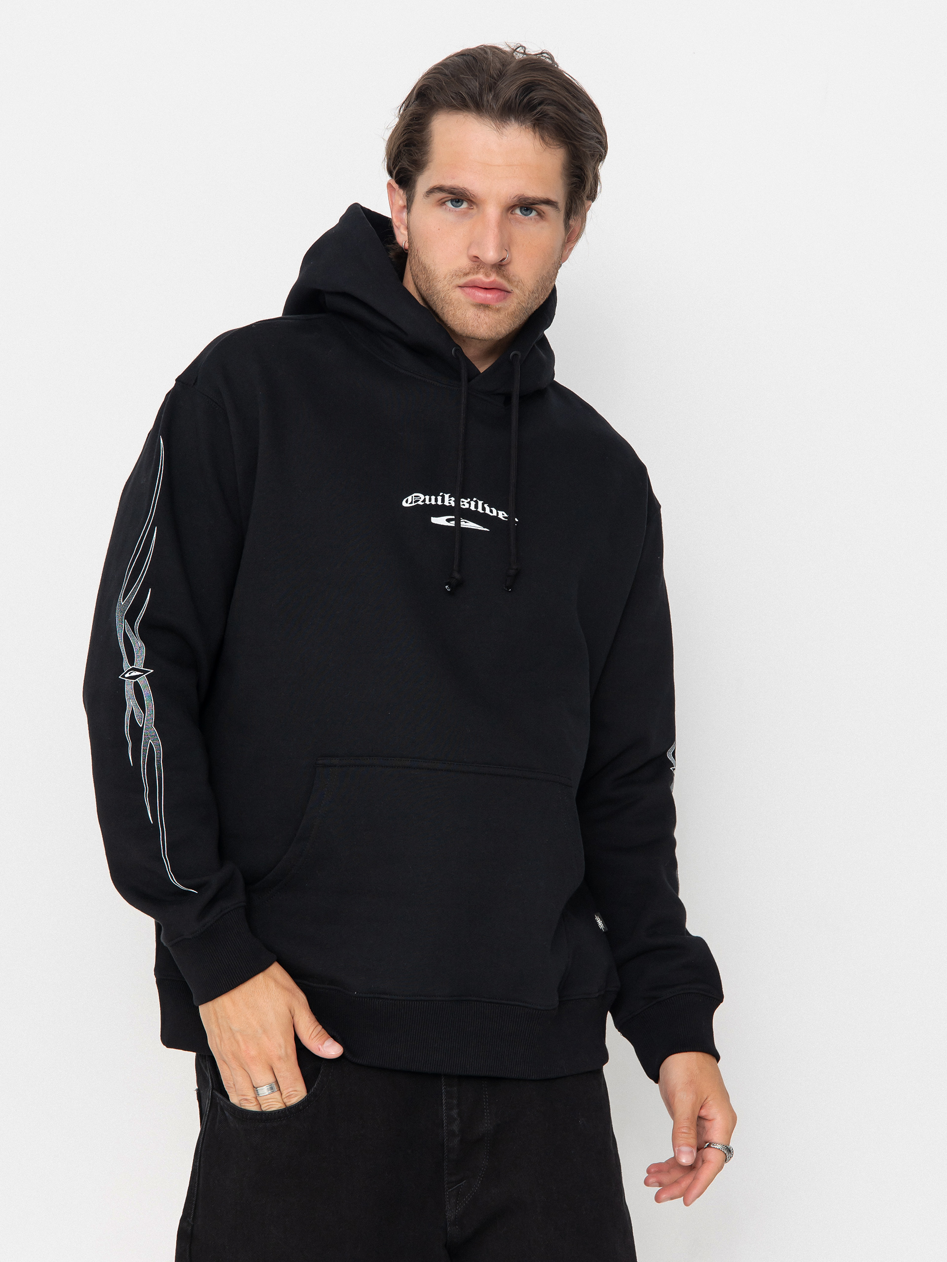 Mikina s kapucňou Quiksilver Stretch Tribal HD (black)