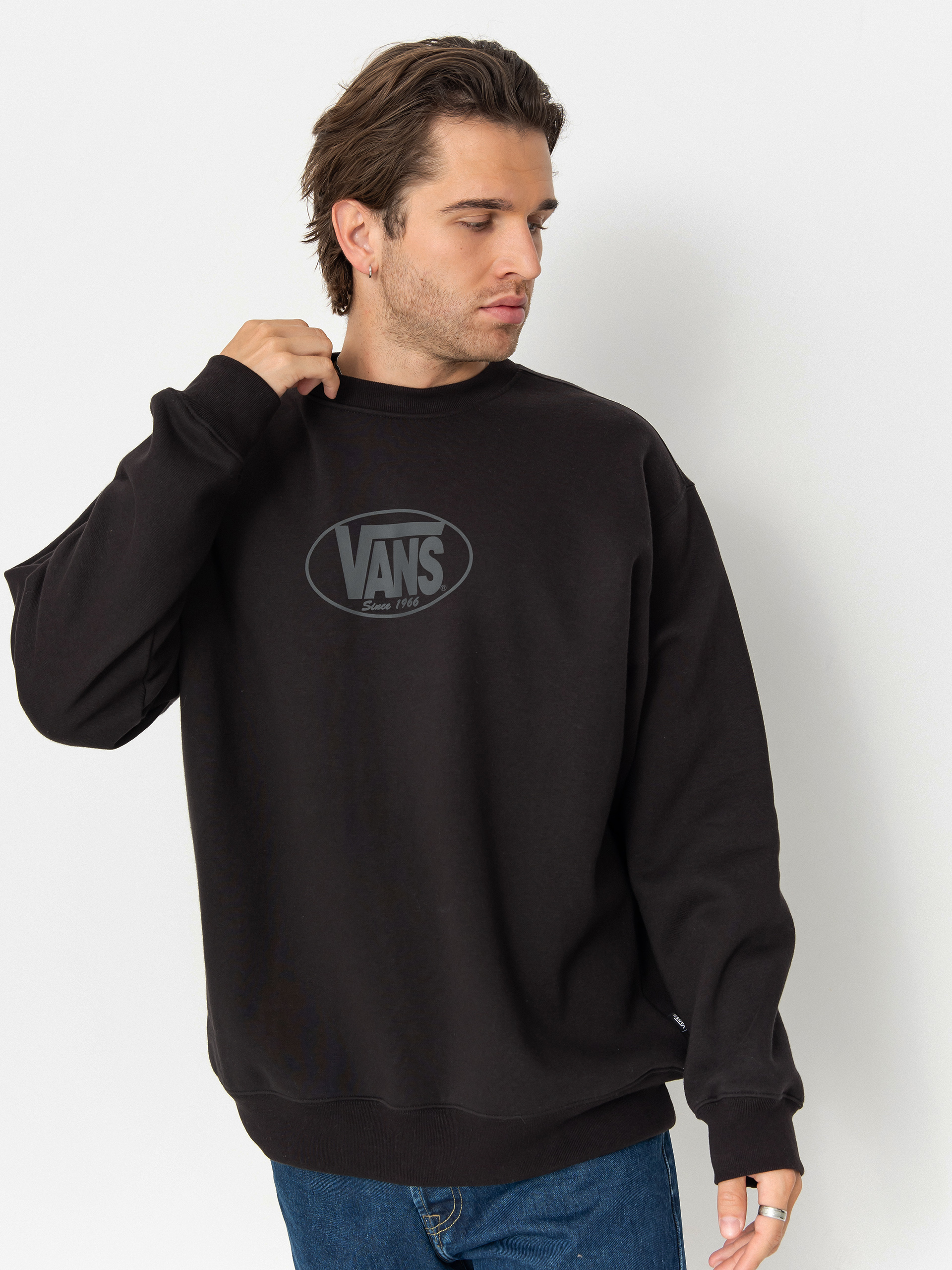 Mikina s kapucňou Vans Classic Oval Crew (black)