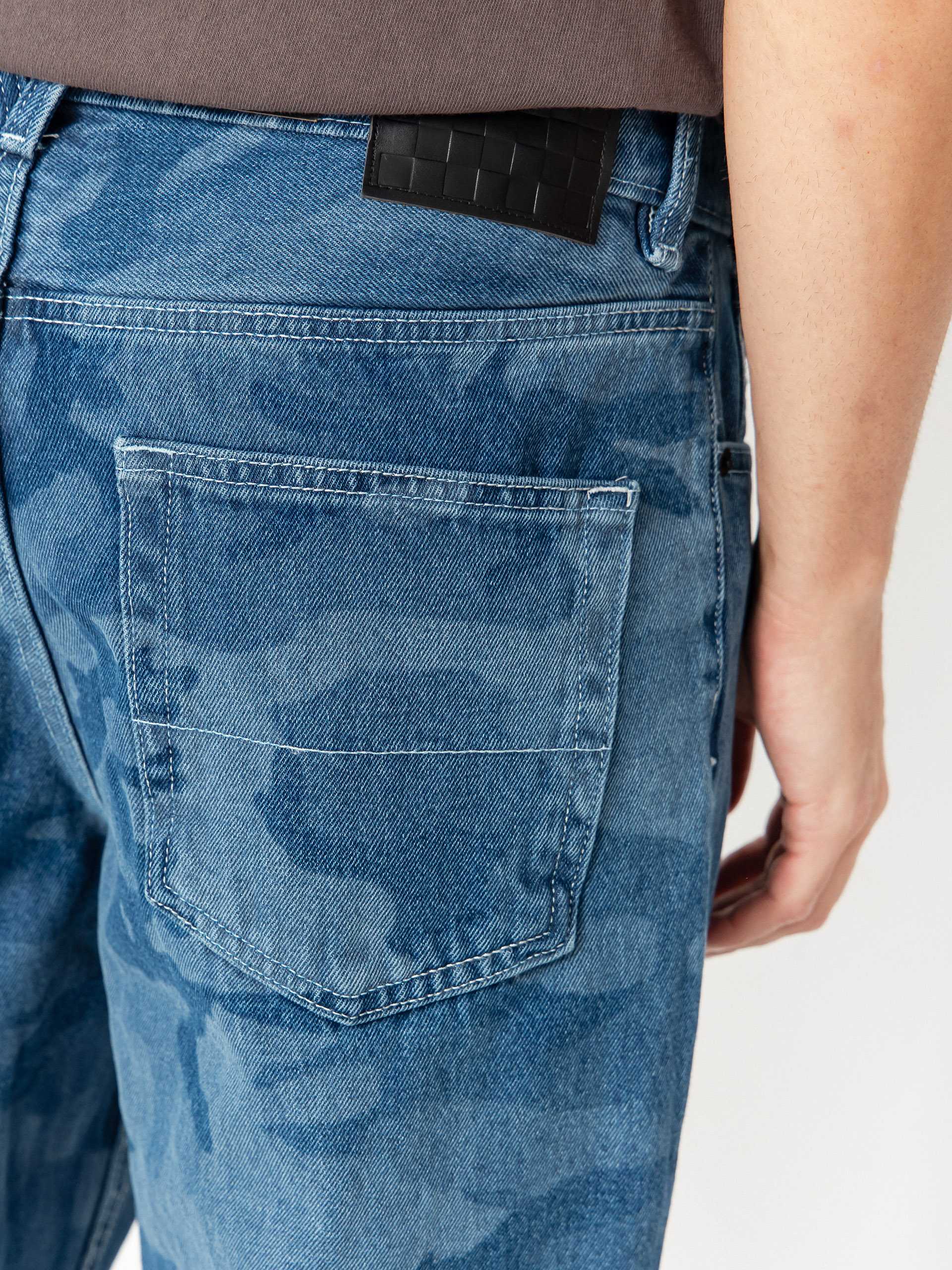 Nohavice Vans Check 5 Loose Camo Printed Denim (stonewash/blue)