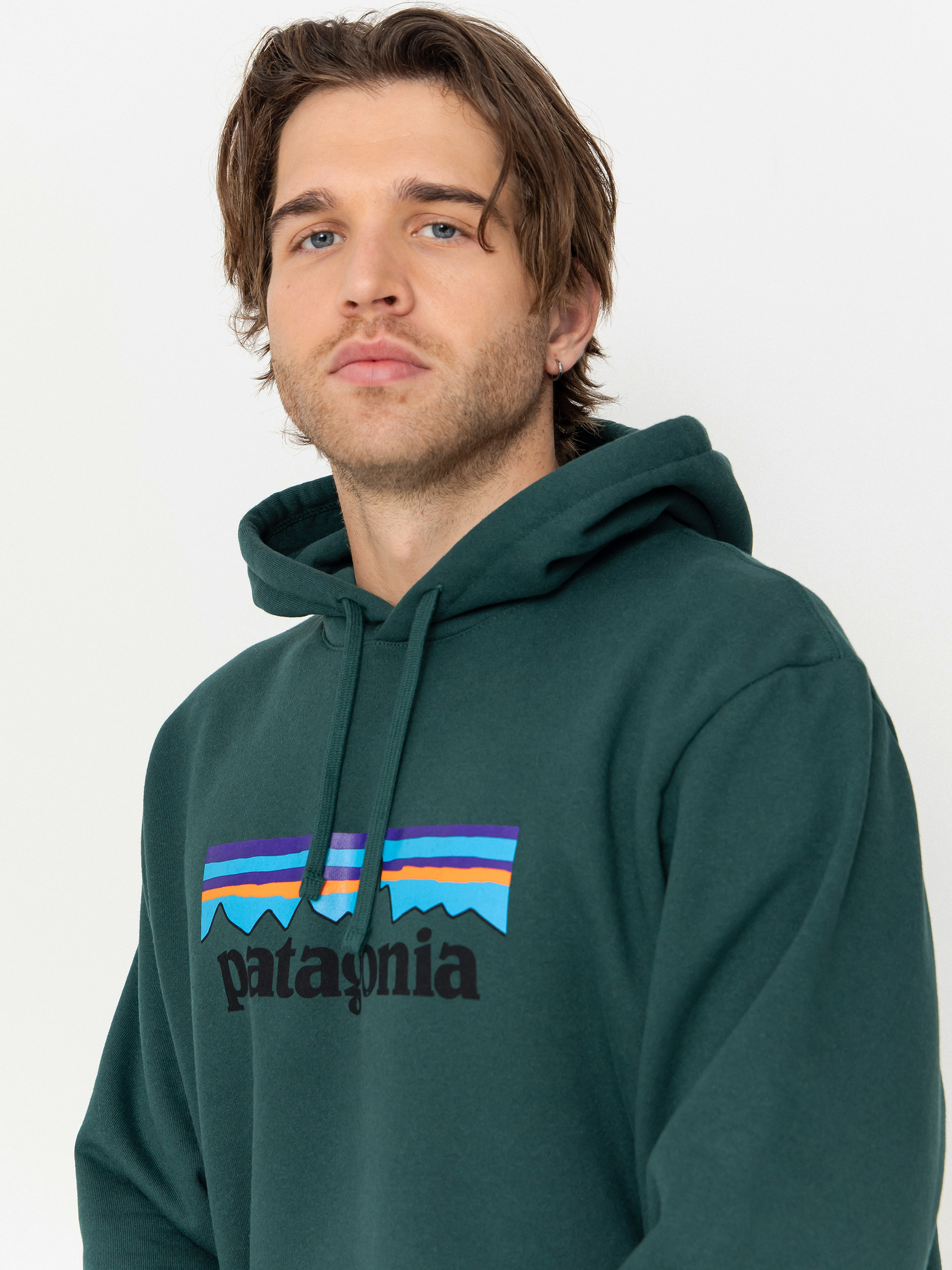 Mikina s kapucňou Patagonia P 6 Logo Uprisal HD (cascade green)