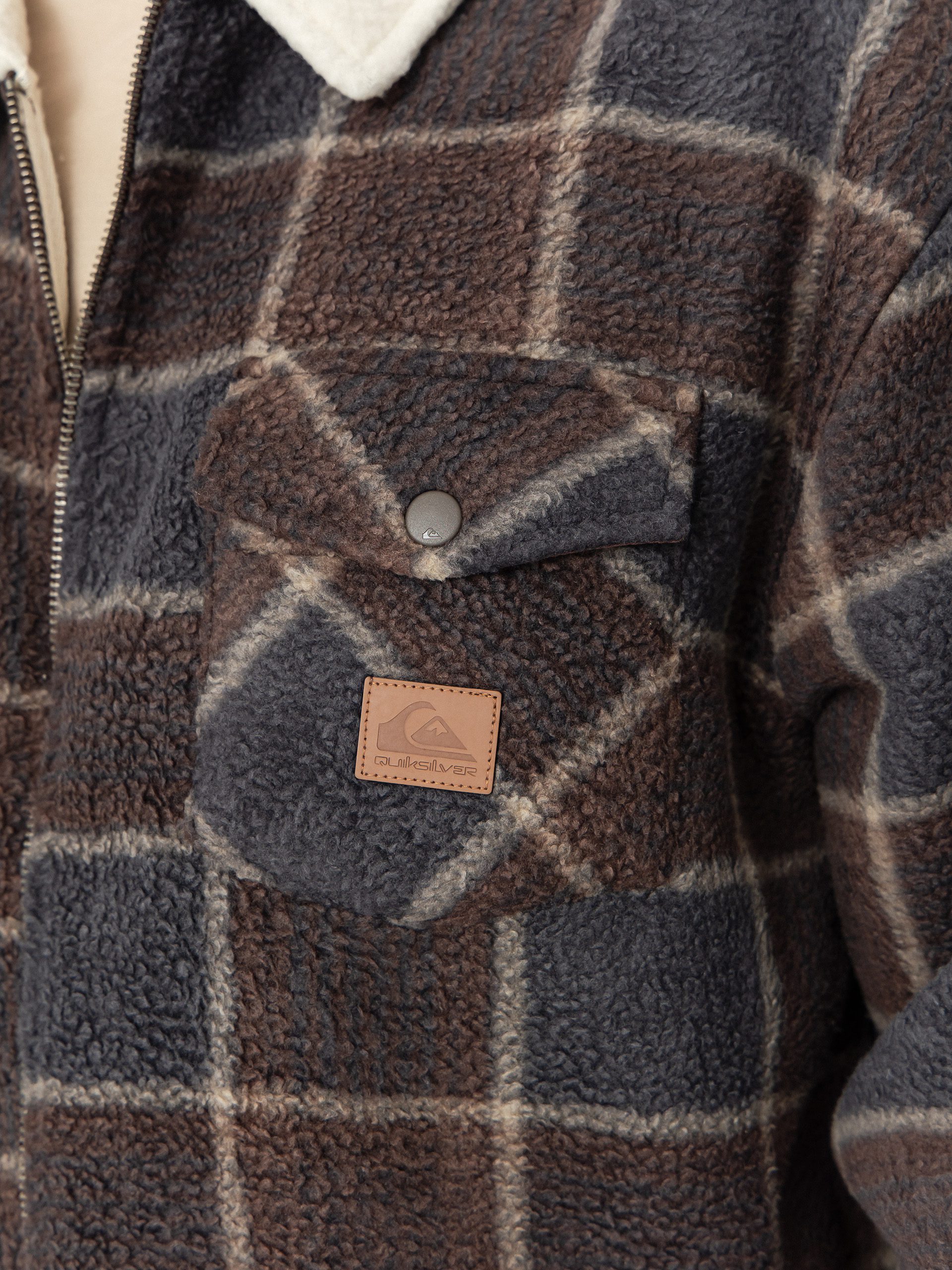 Pánsky Flísová mikina Quiksilver Sherpa Jacket (chocolate brown sherpa plaid)