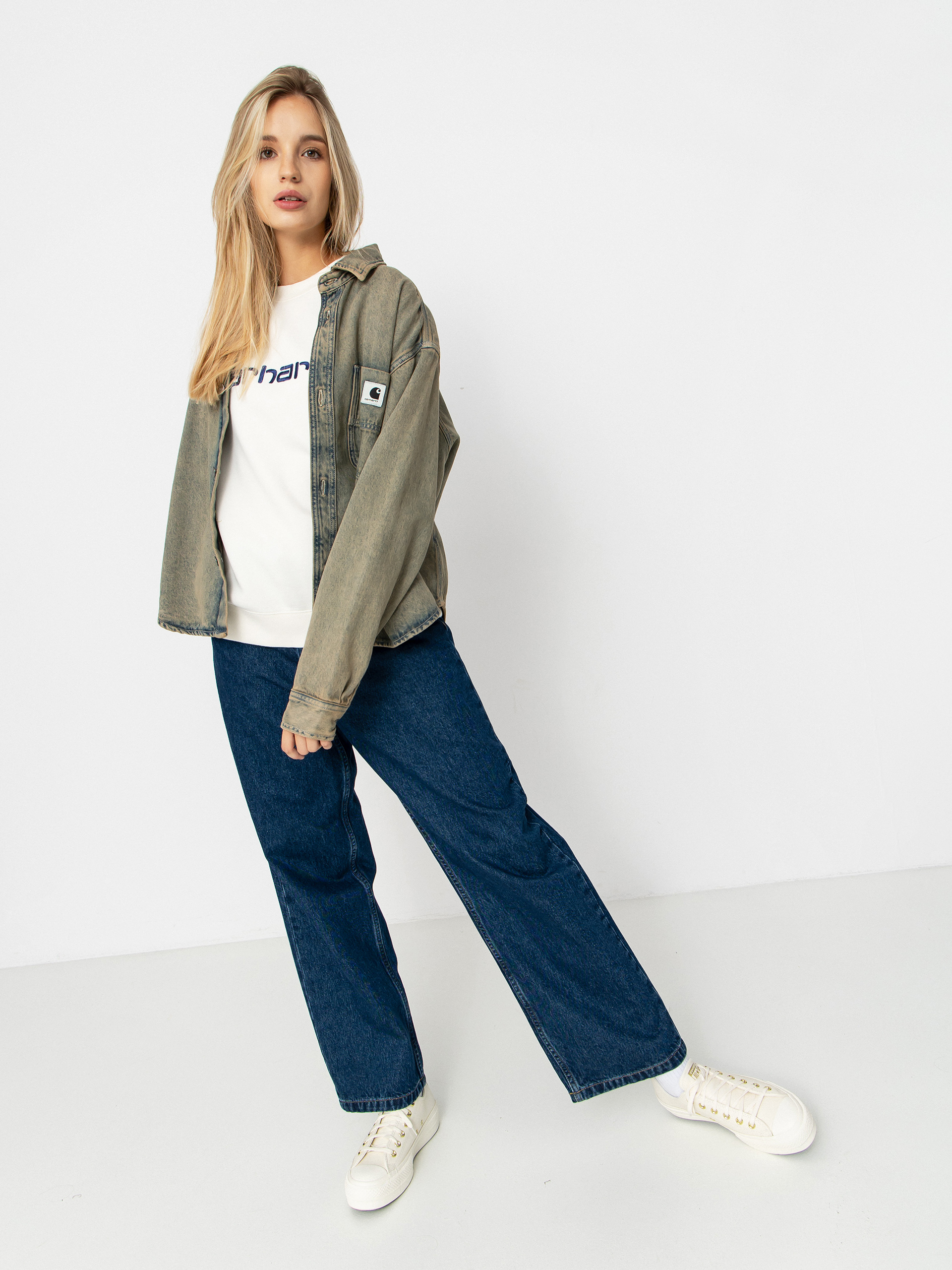 Bunda Carhartt WIP Georgia Wmn (blue/leather/garment dyed)