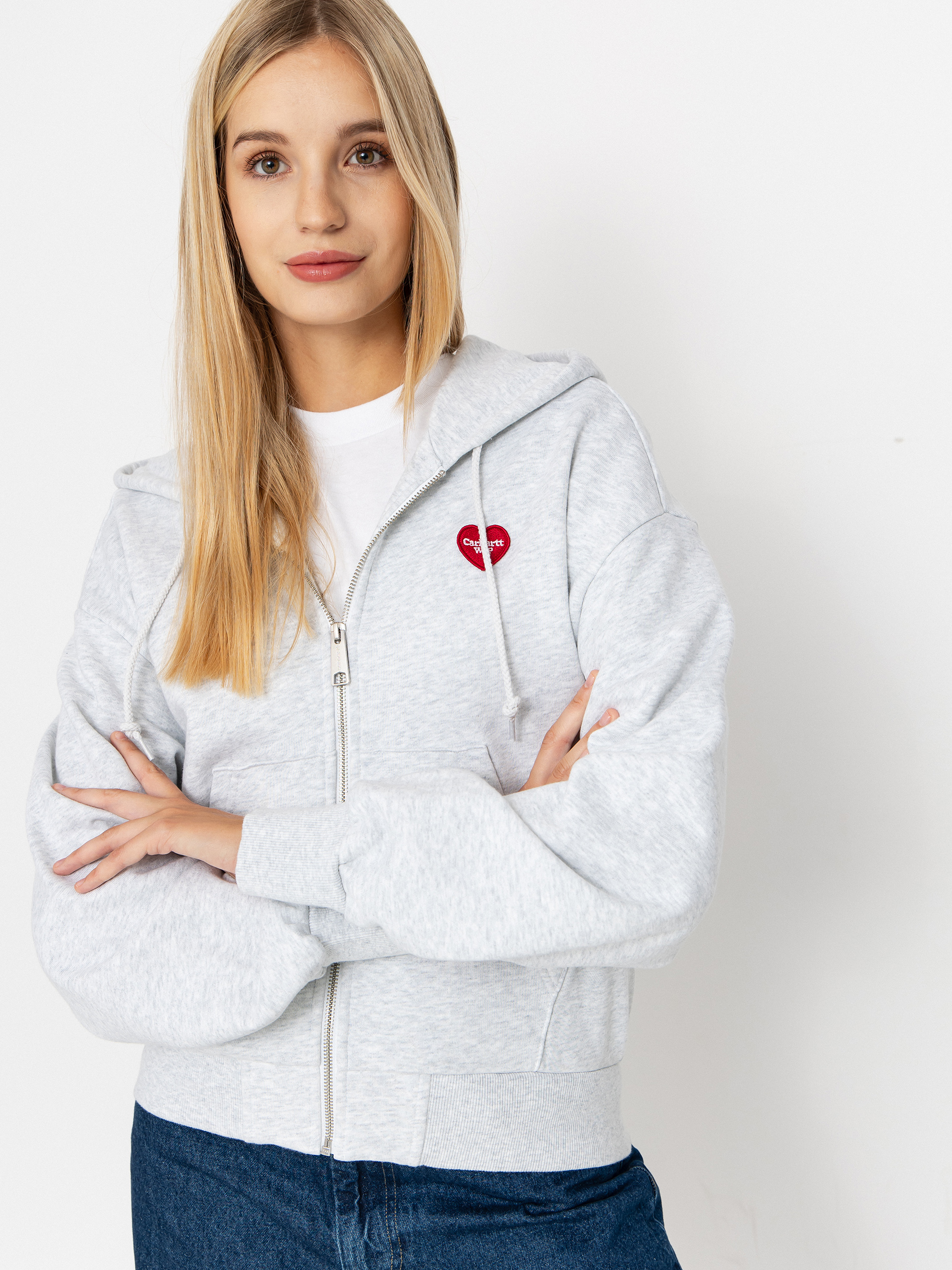 Mikina s kapucňou Carhartt WIP Heart II Hartt ZHD Wmn (ash heather)