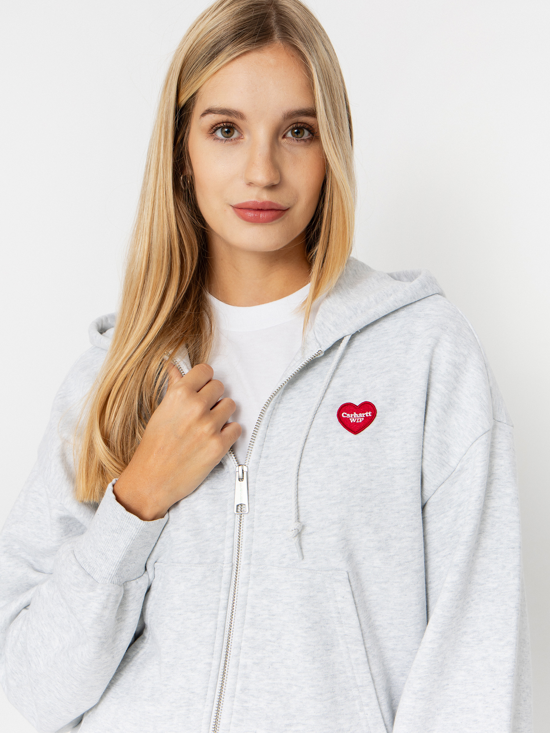 Mikina s kapucňou Carhartt WIP Heart II Hartt ZHD Wmn (ash heather)